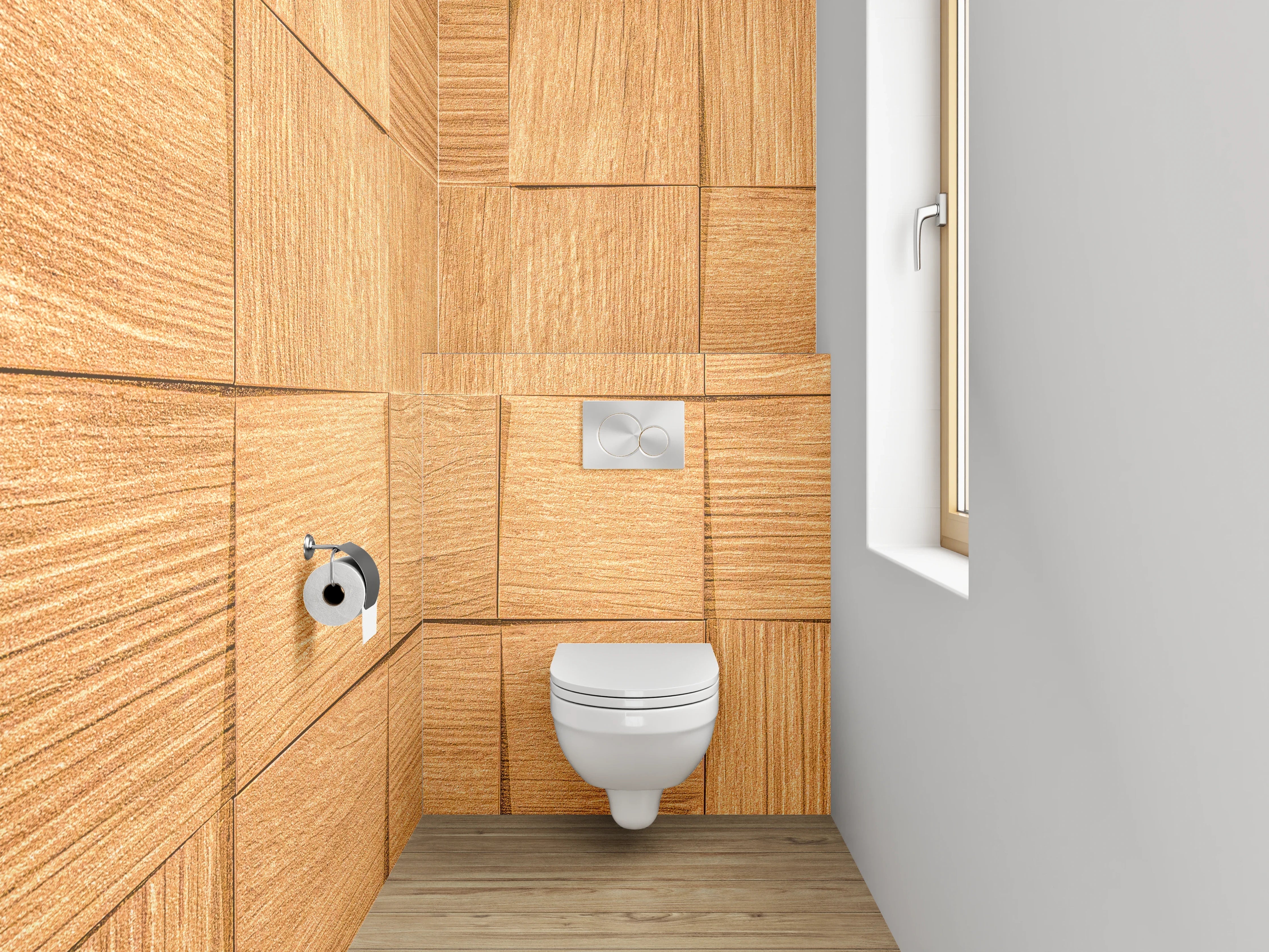 WC-Rückwand - Holz Mosaikstruktur Wanddekor