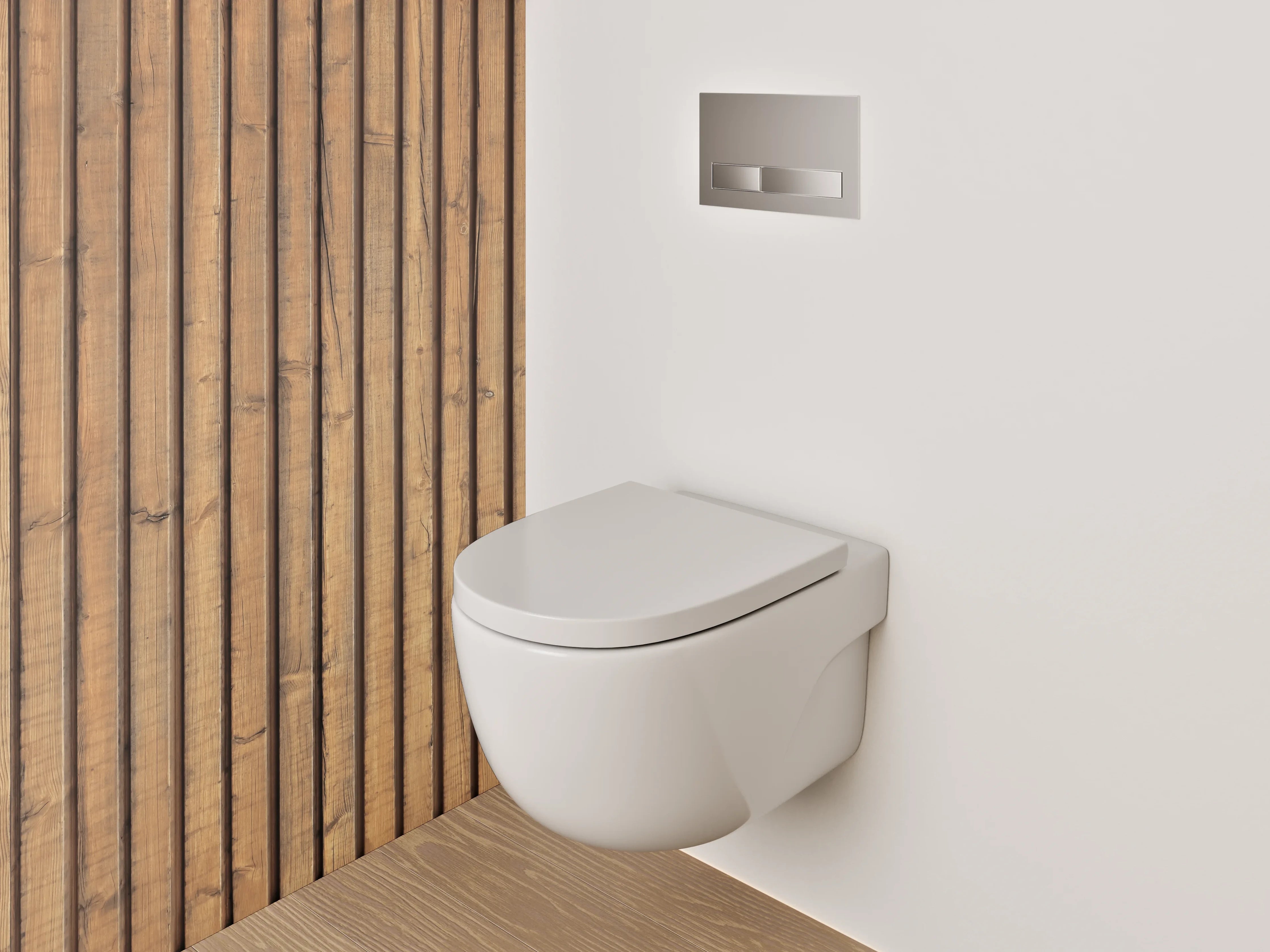WC-Rückwand - Holzdekor mit parallelen Linien