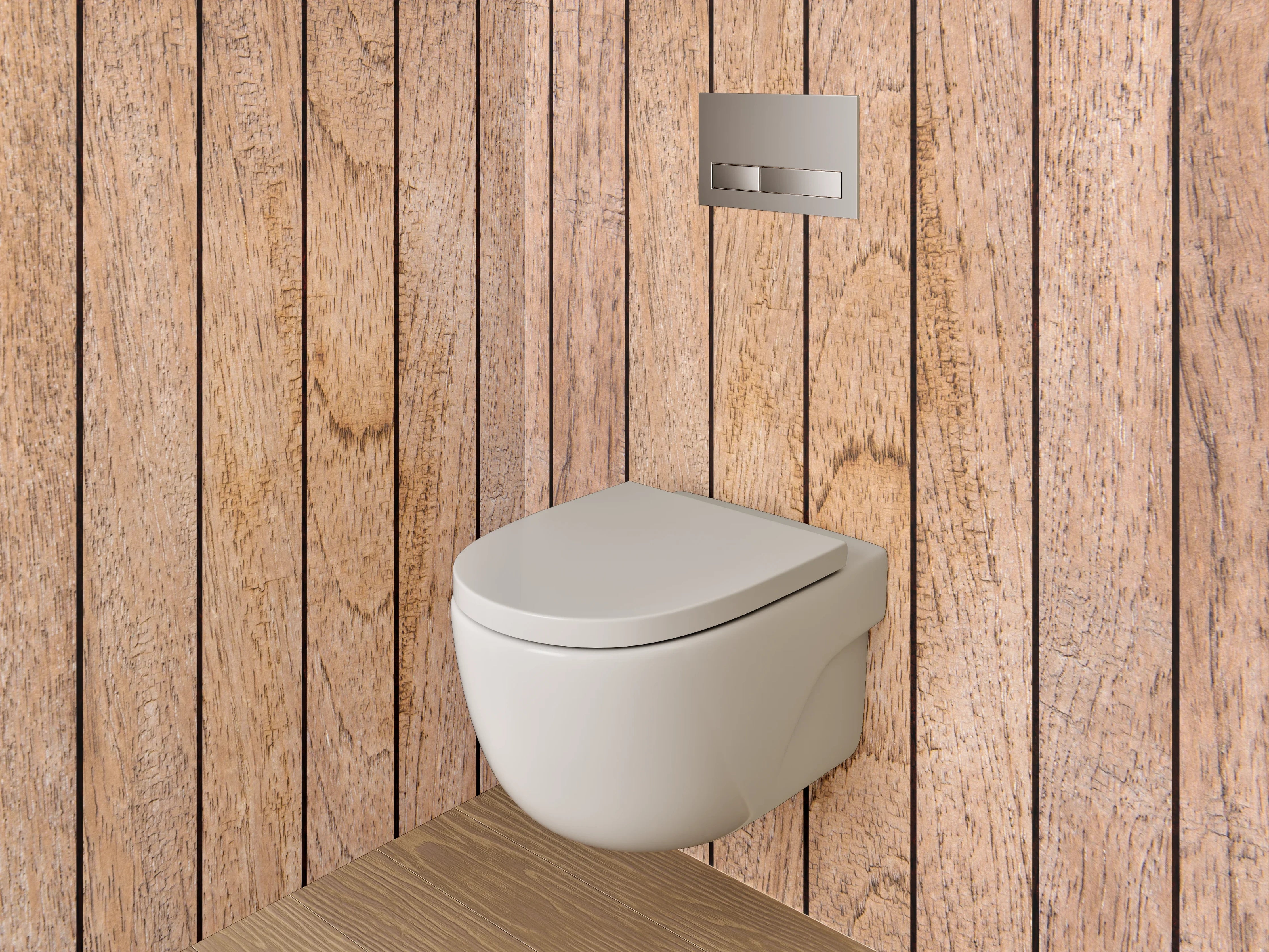 WC-Rückwand - Holzdielen in warmem Farbton