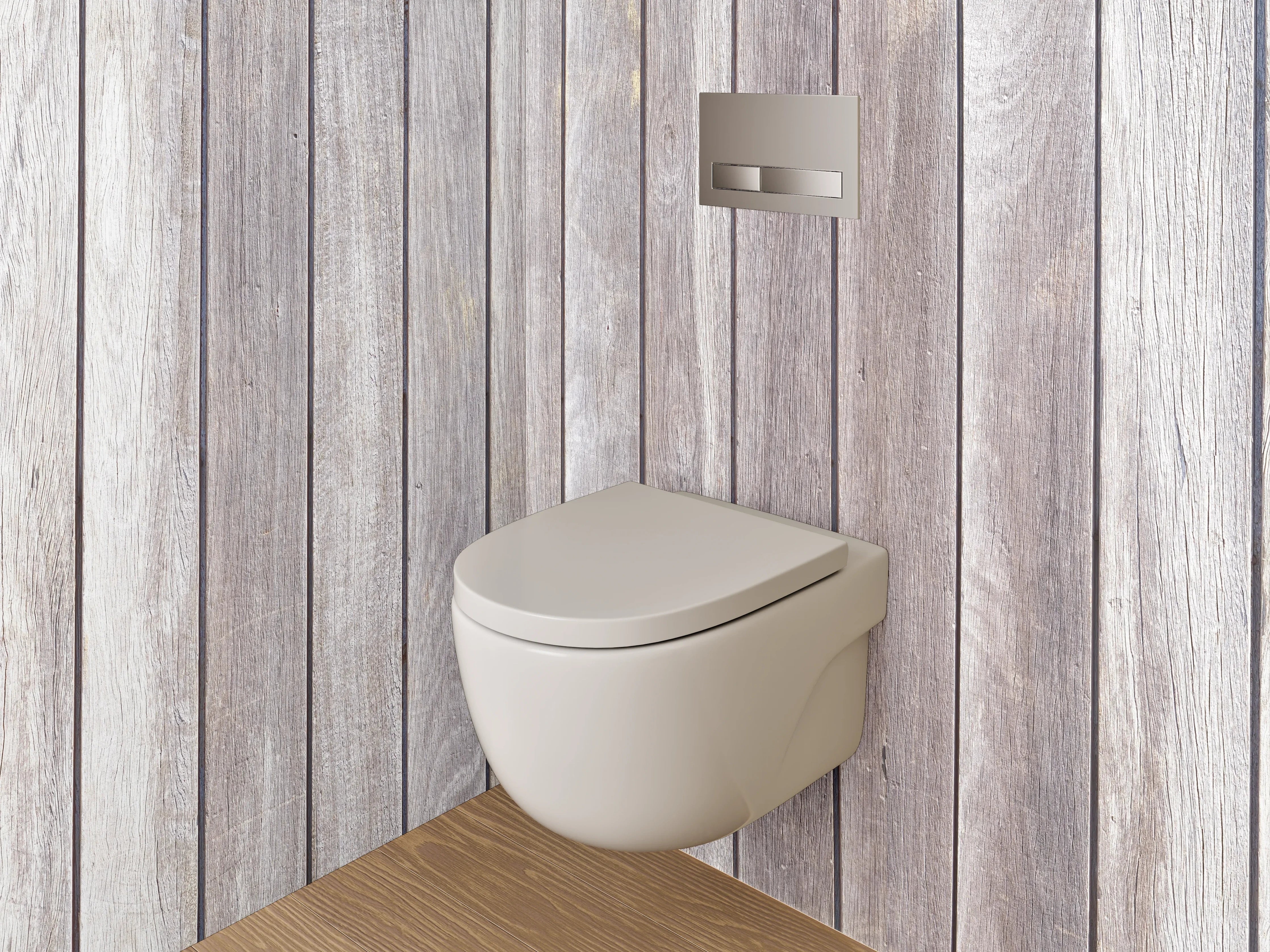WC-Rückwand - Holzlatten Weiß Grau Modern