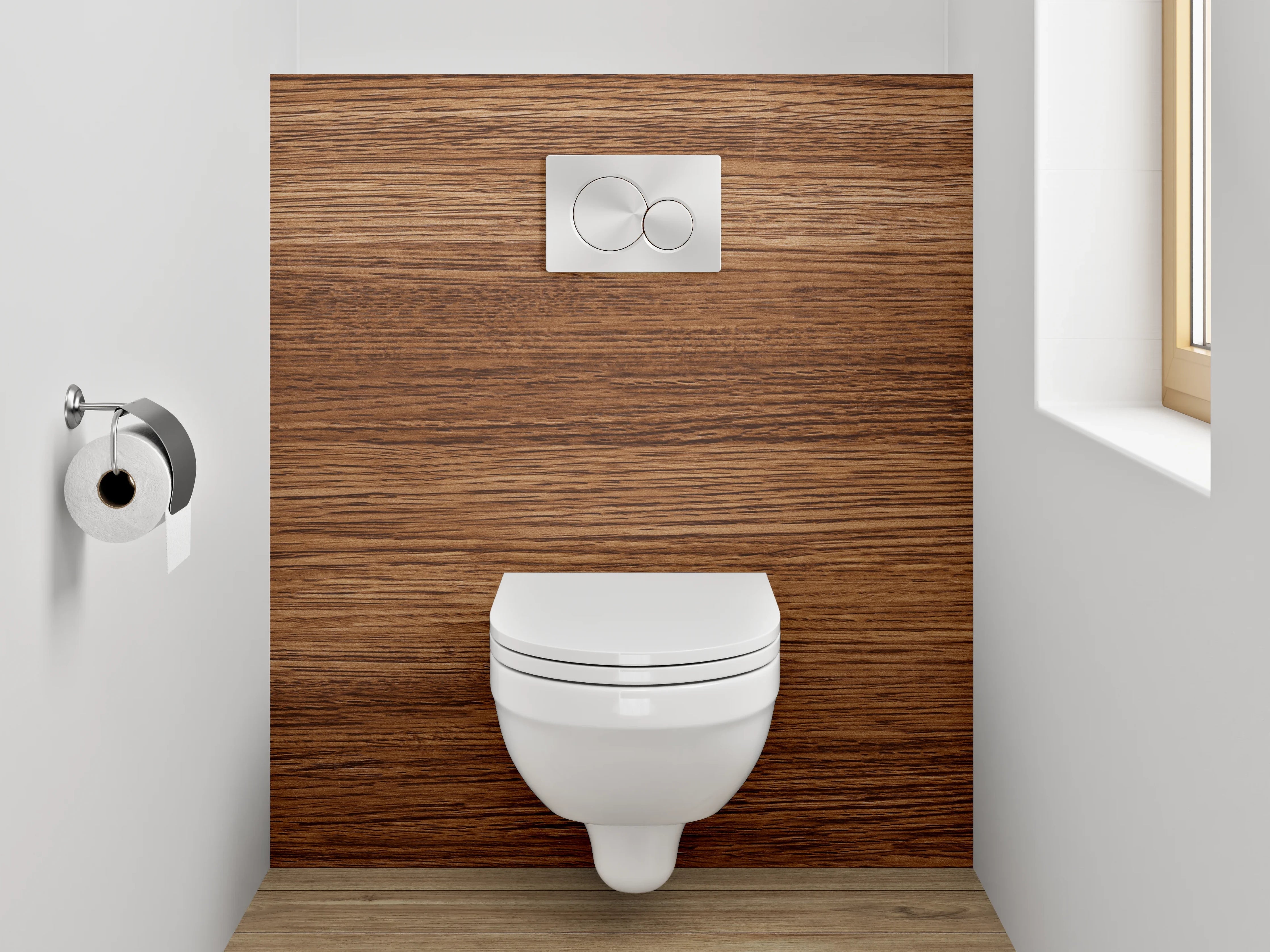 WC-Rückwand - Holzoptik Braun Dekor