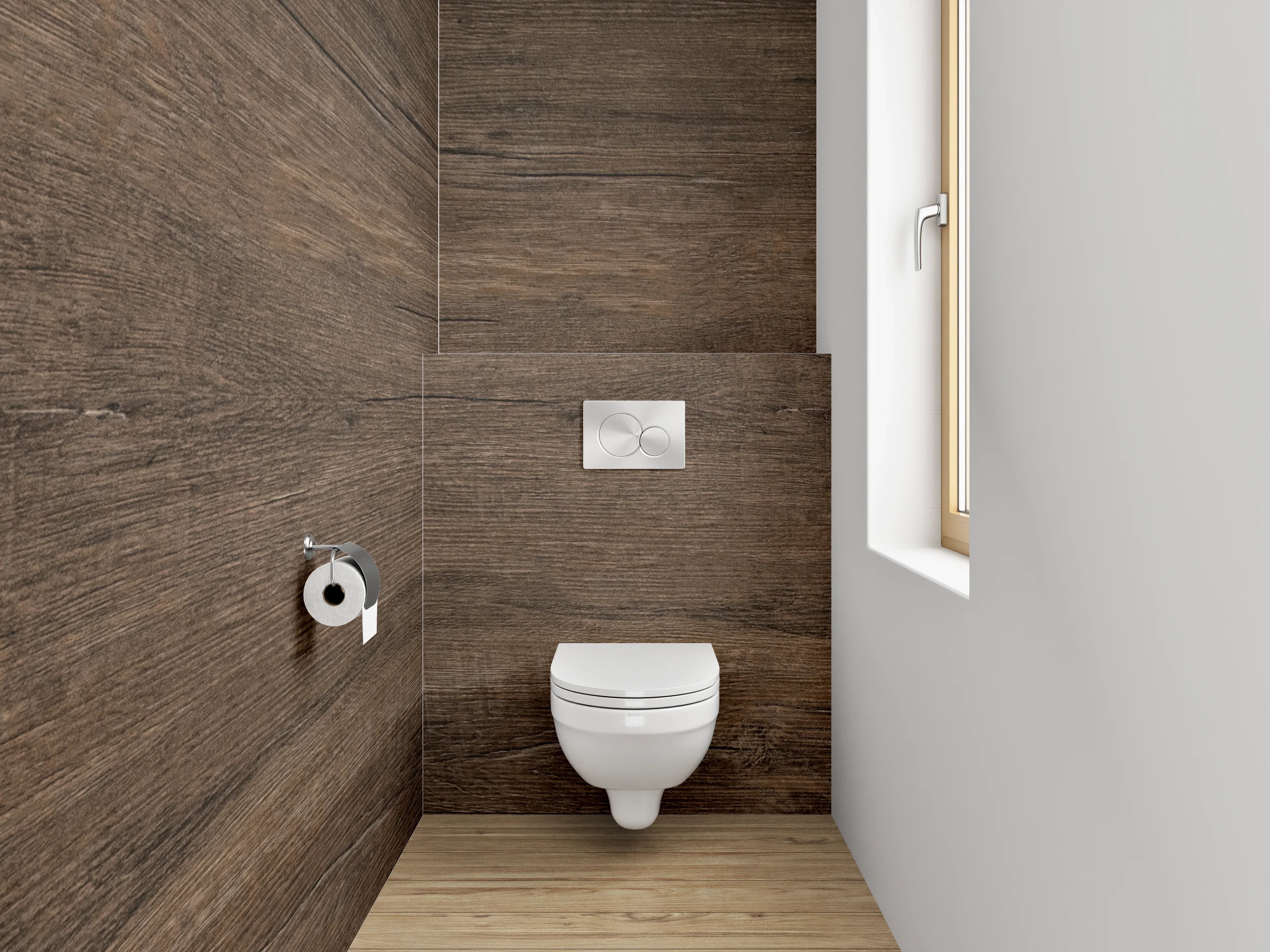 WC-Rückwand - Holzoptik Braun Fliesen Dekor