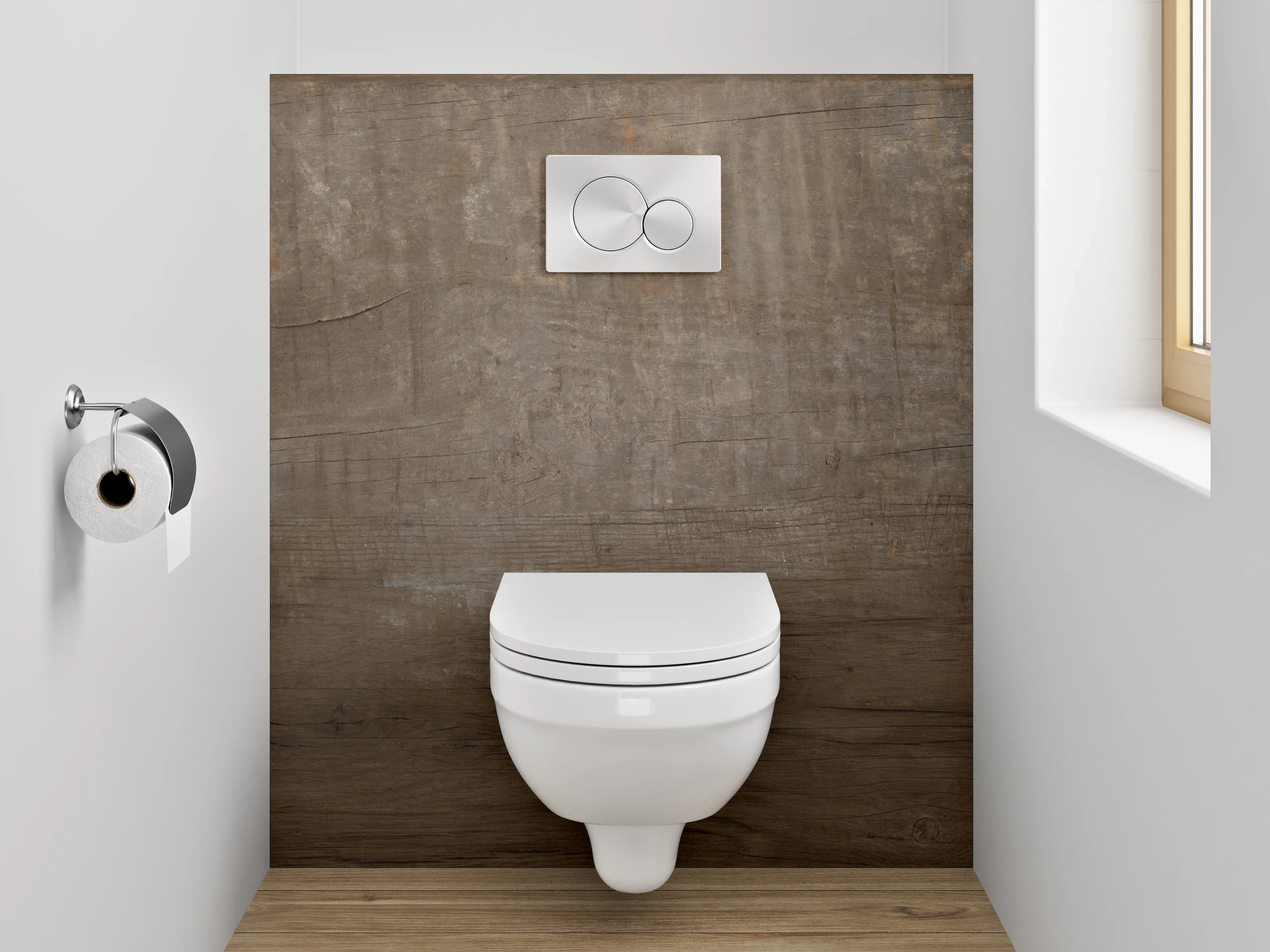 WC-Rückwand - Holzoptik Braun Fliesen