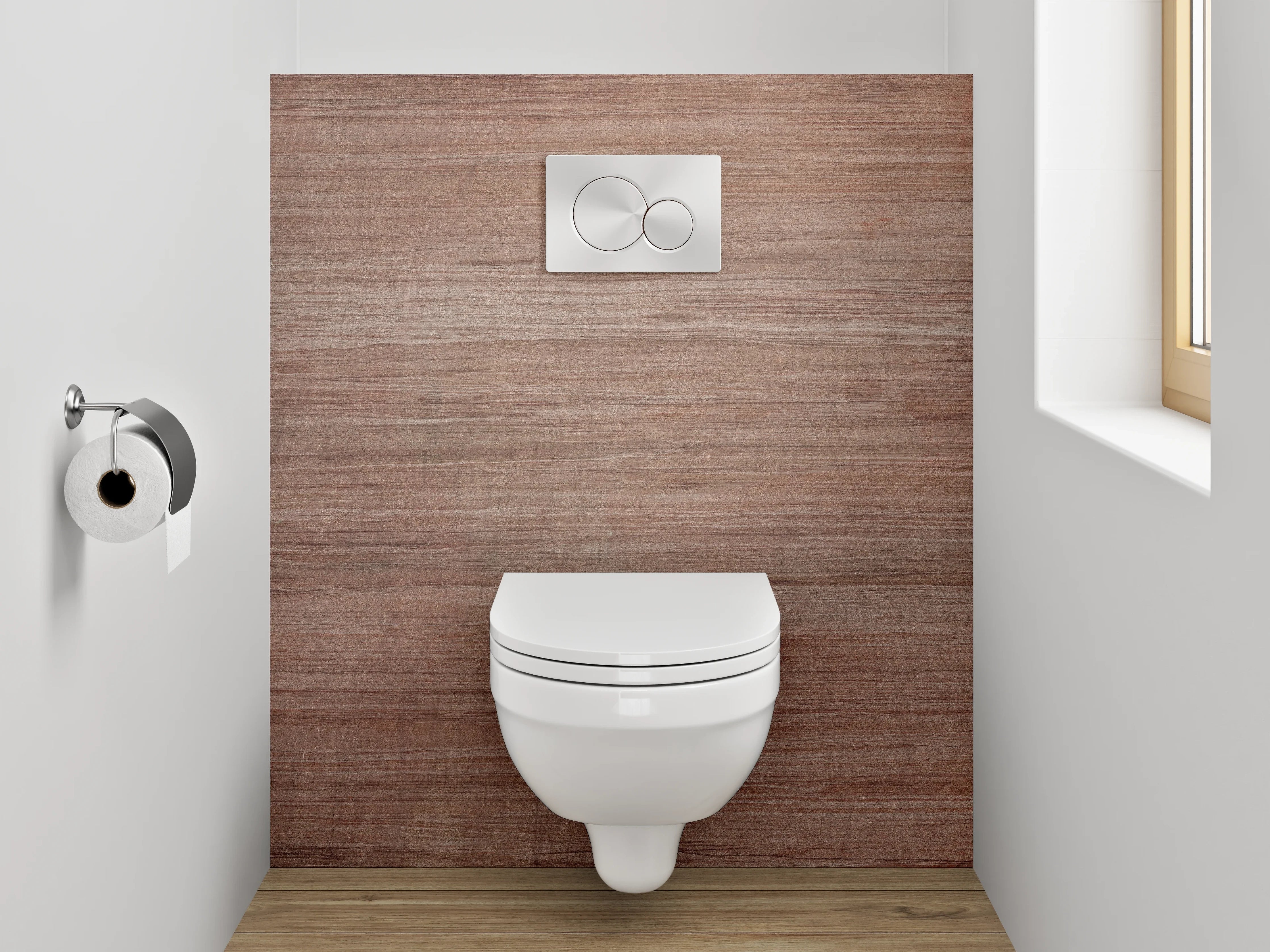 WC-Rückwand - Holzoptik Braun Modern