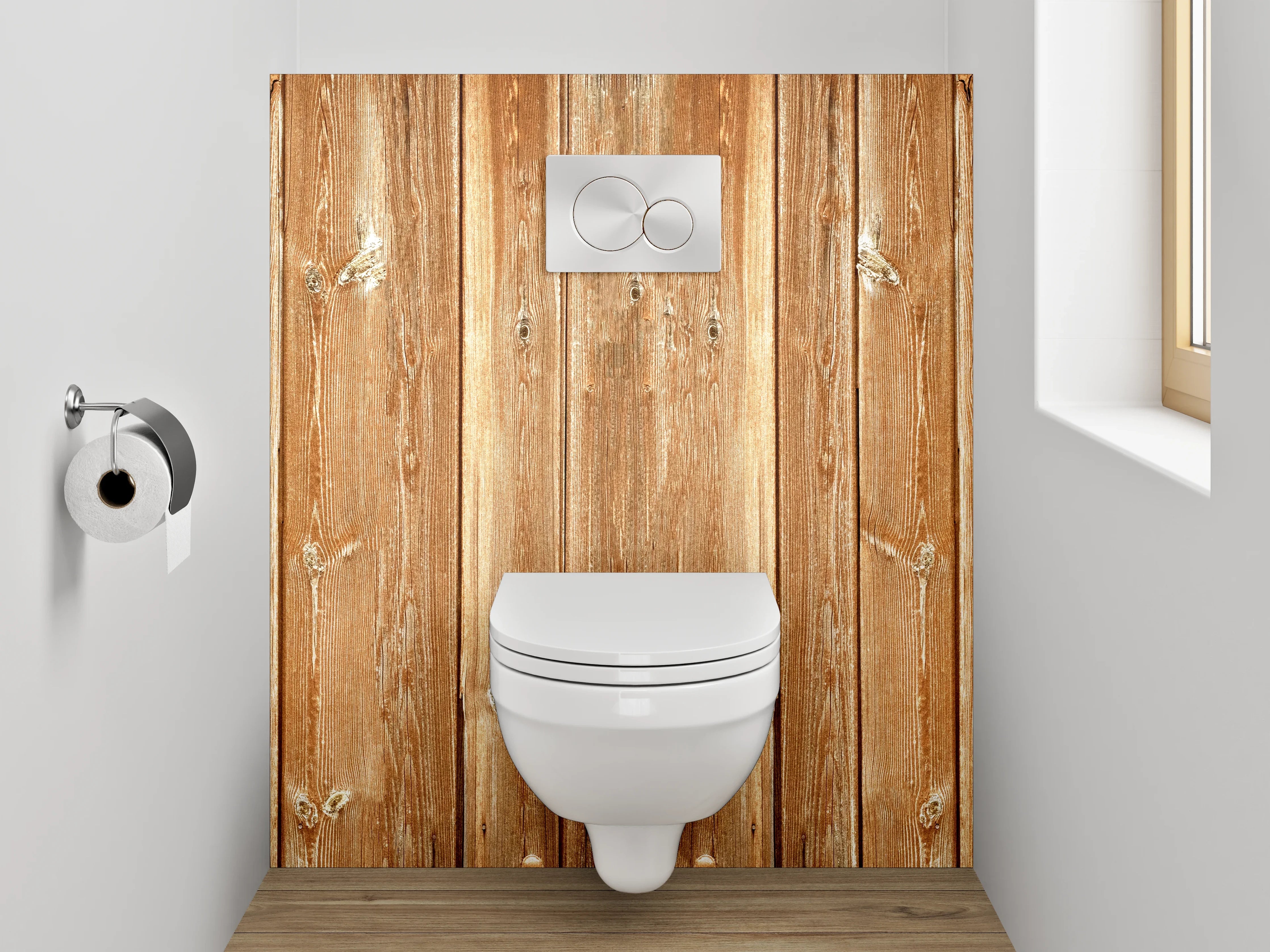 WC-Rückwand - Holzoptik Braun Vertikale Paneele