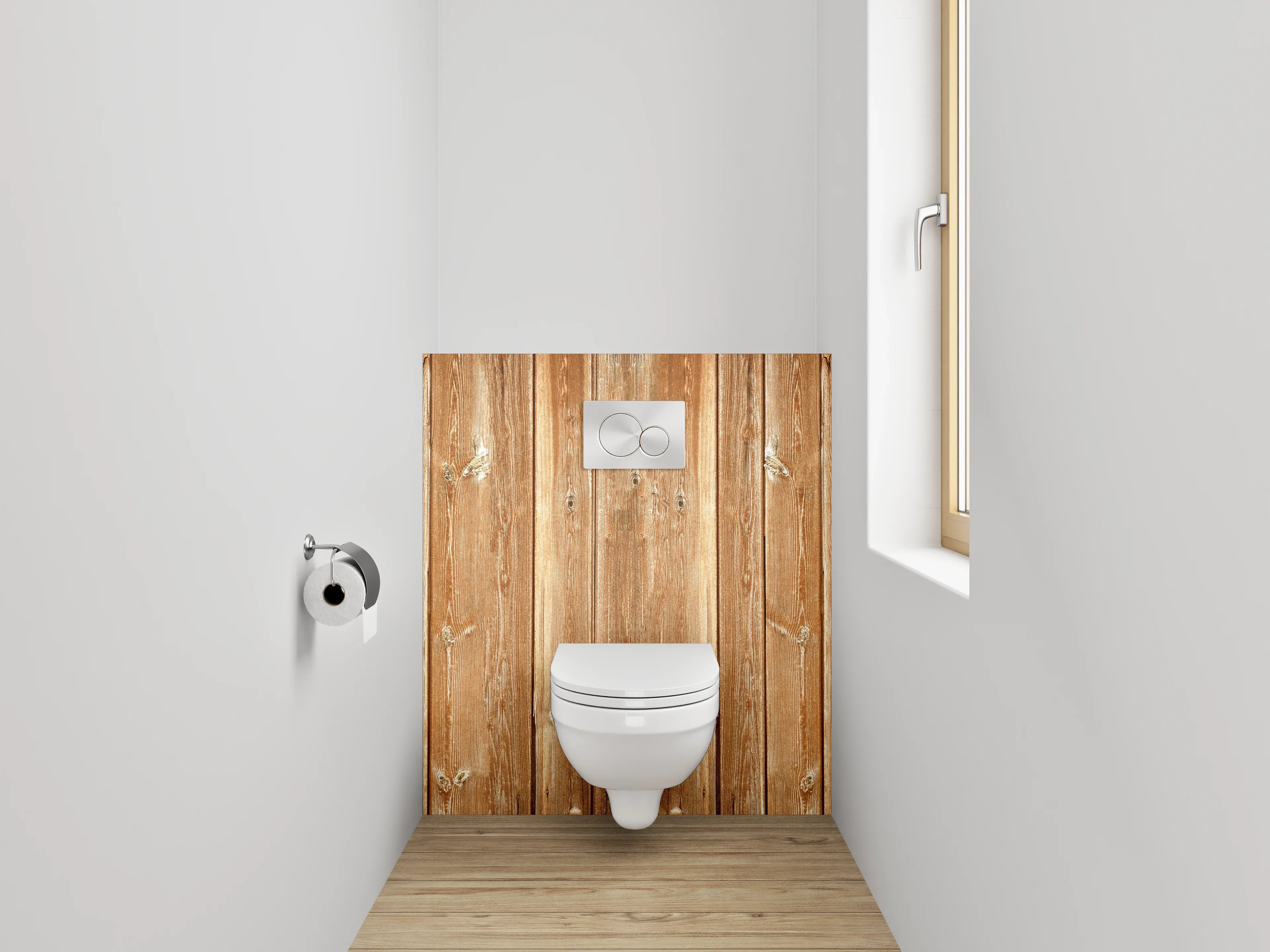 WC-Rückwand - Holzoptik Braun Vertikale Paneele