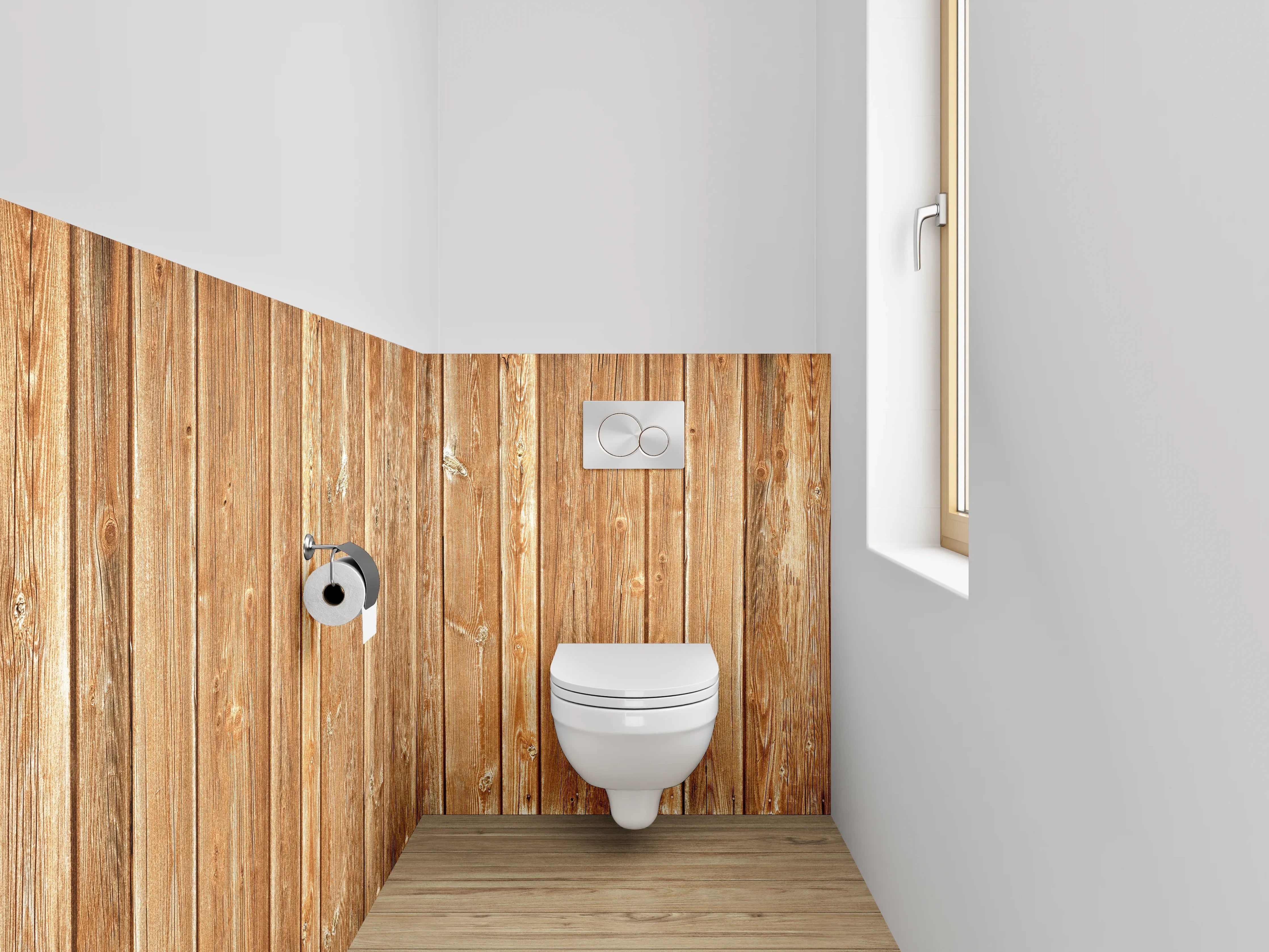 WC-Rückwand - Holzoptik Braun Vertikale Paneele