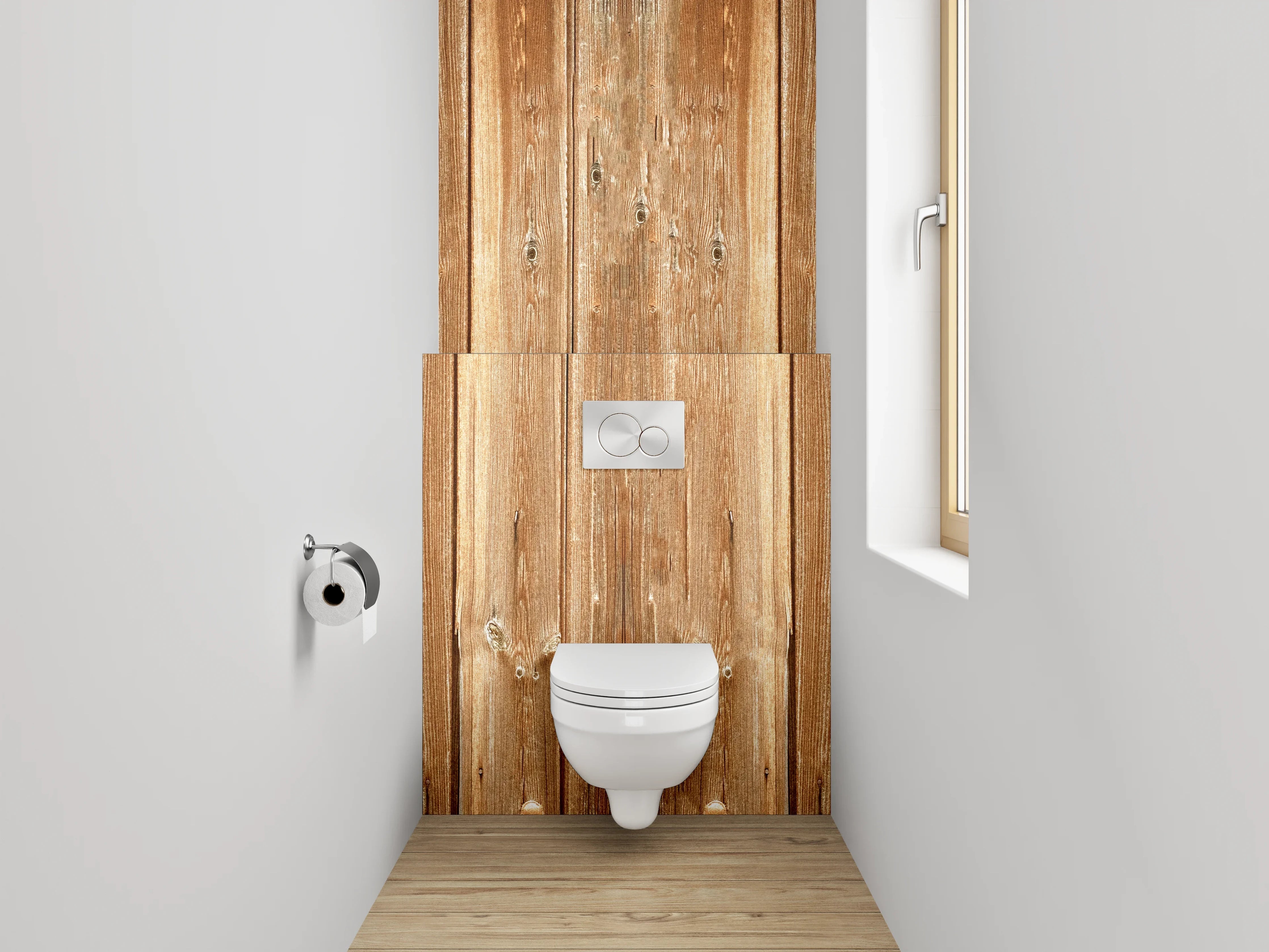WC-Rückwand - Holzoptik Braun Vertikale Paneele