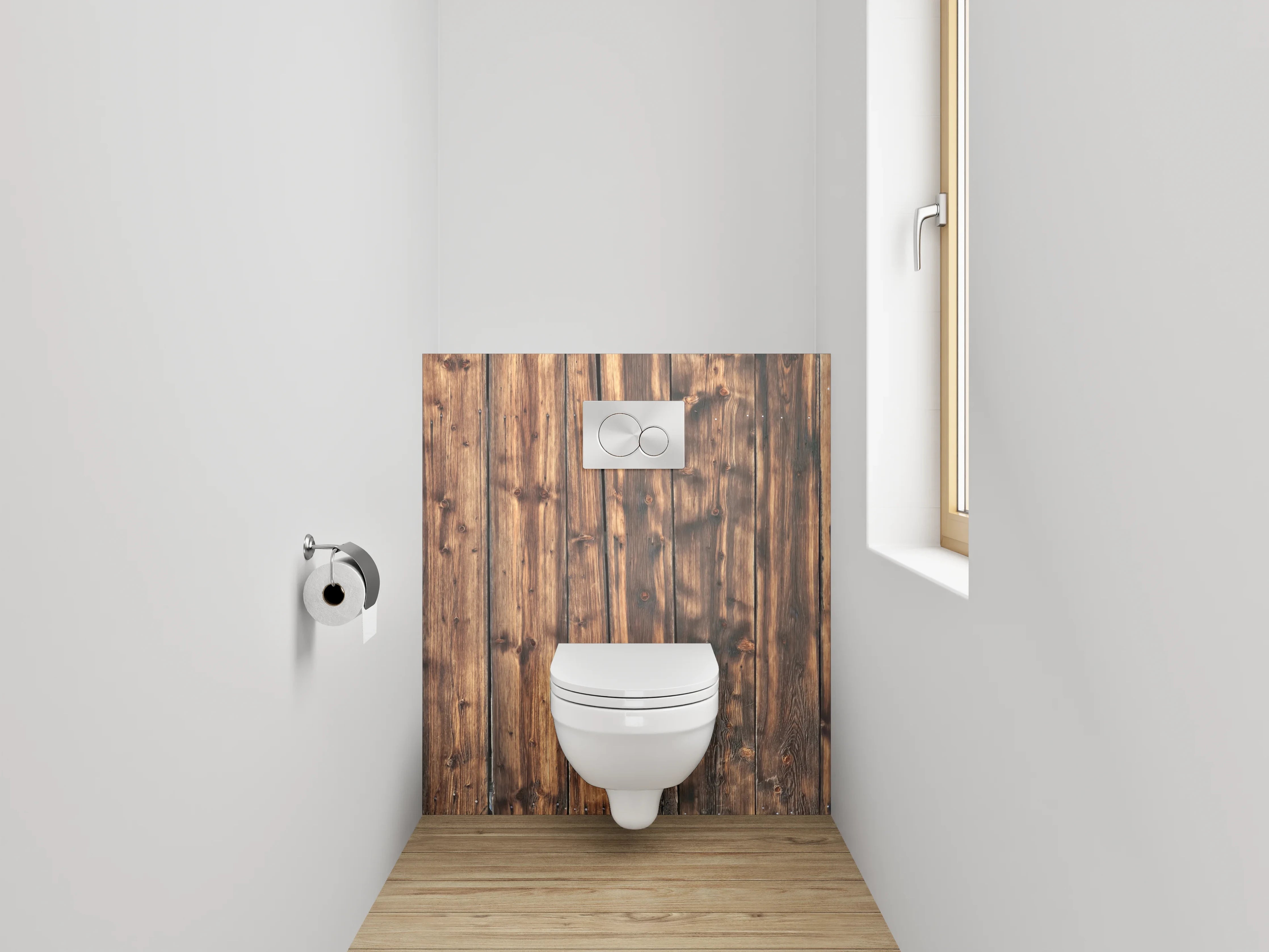 WC-Rückwand - Holzoptik-Design braun rustikal