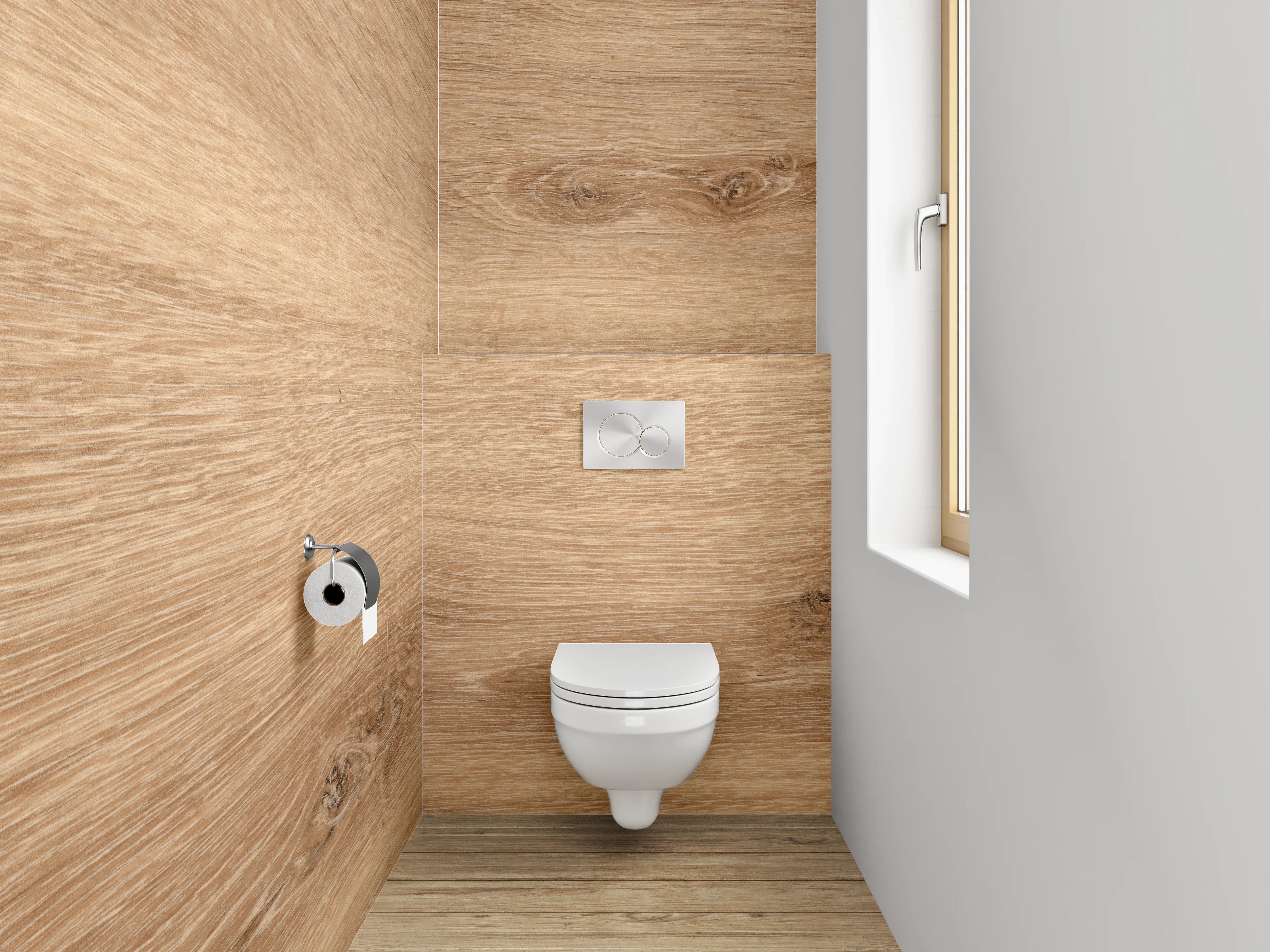 WC-Rückwand - Holzoptik Eiche natürlich