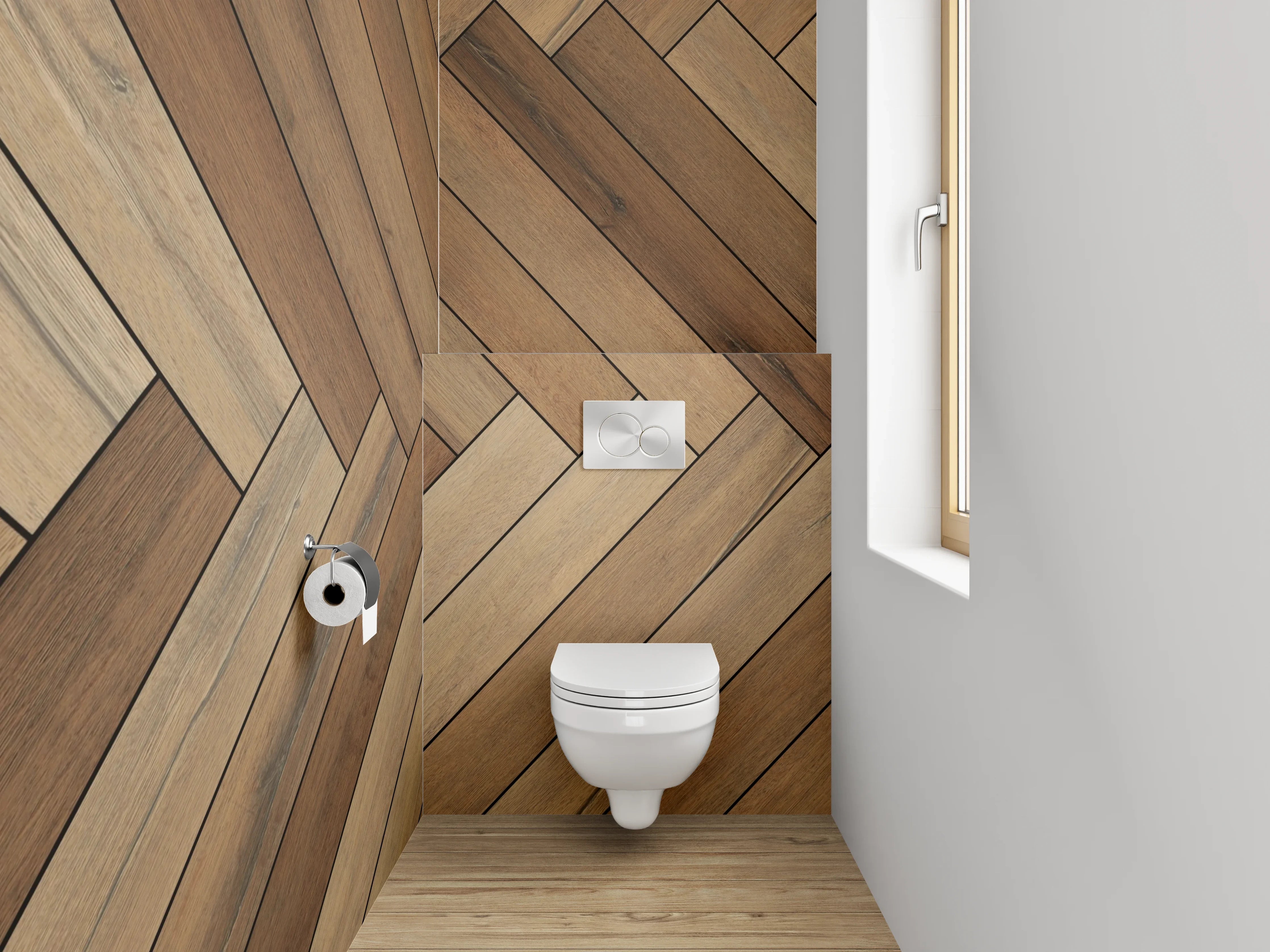 WC-Rückwand - Holzoptik Fischgrät Muster