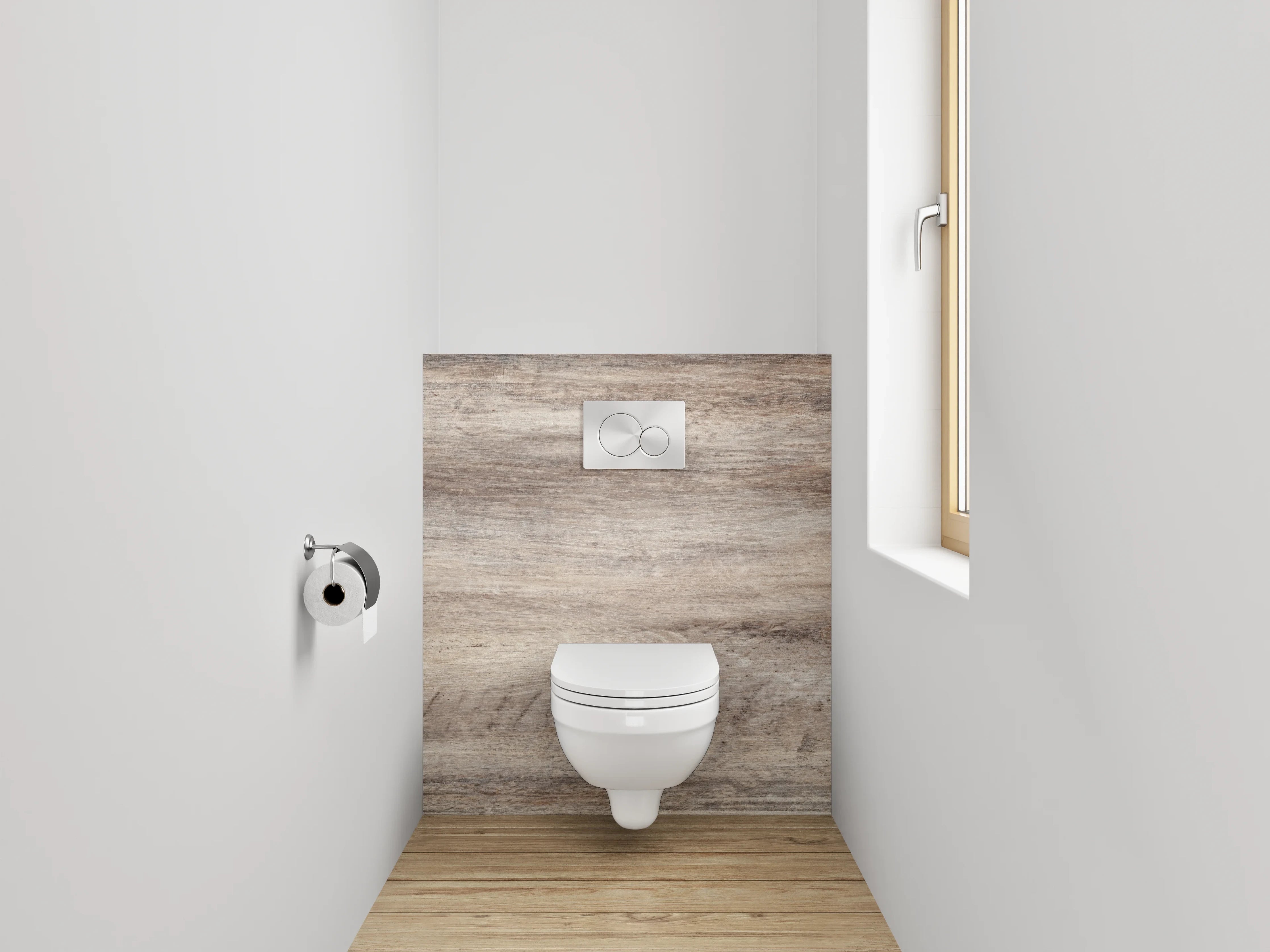 WC-Rückwand - Holzoptik Fliese Beige Grau Braun