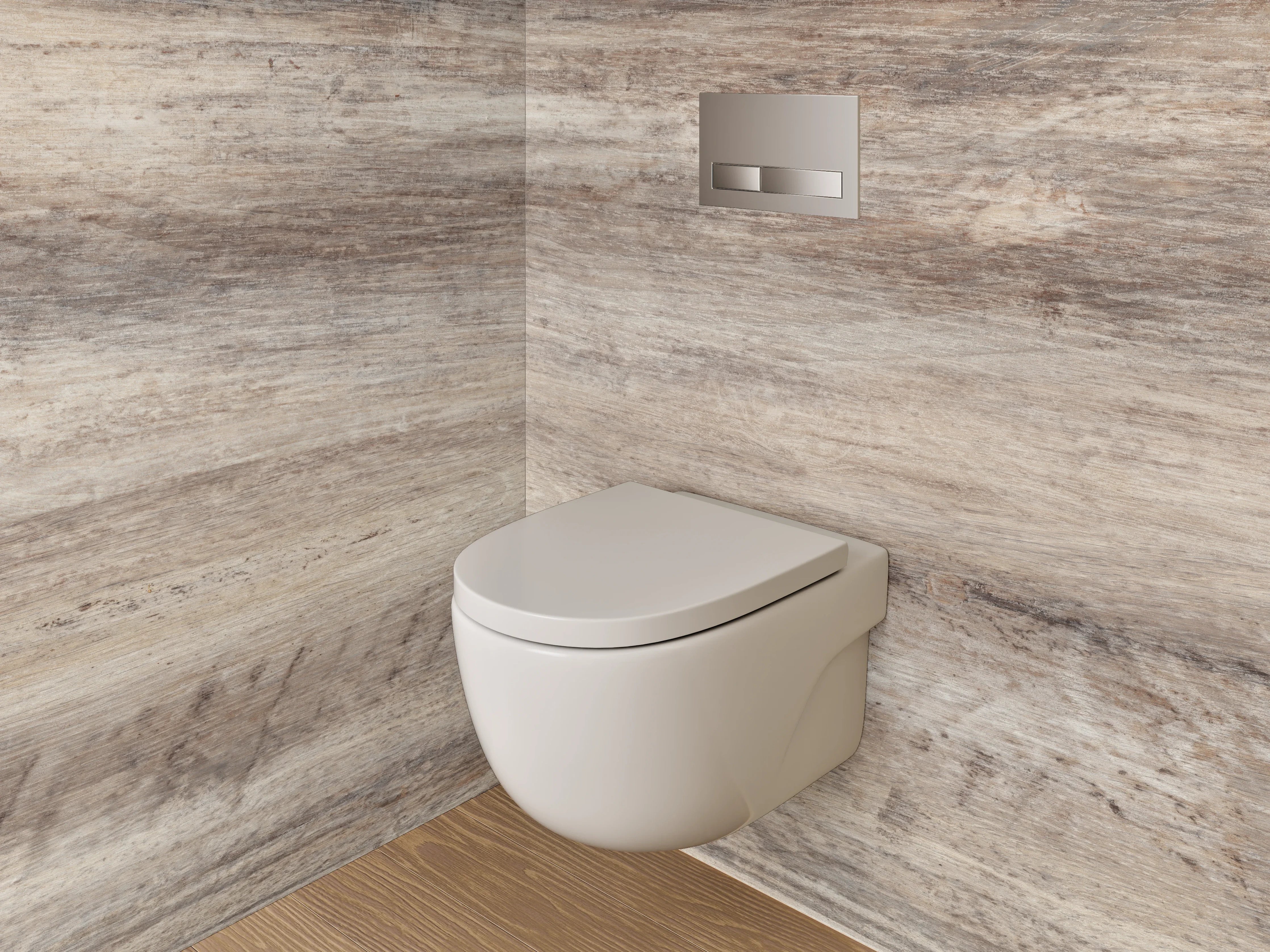 WC-Rückwand - Holzoptik Fliese Beige Grau Braun