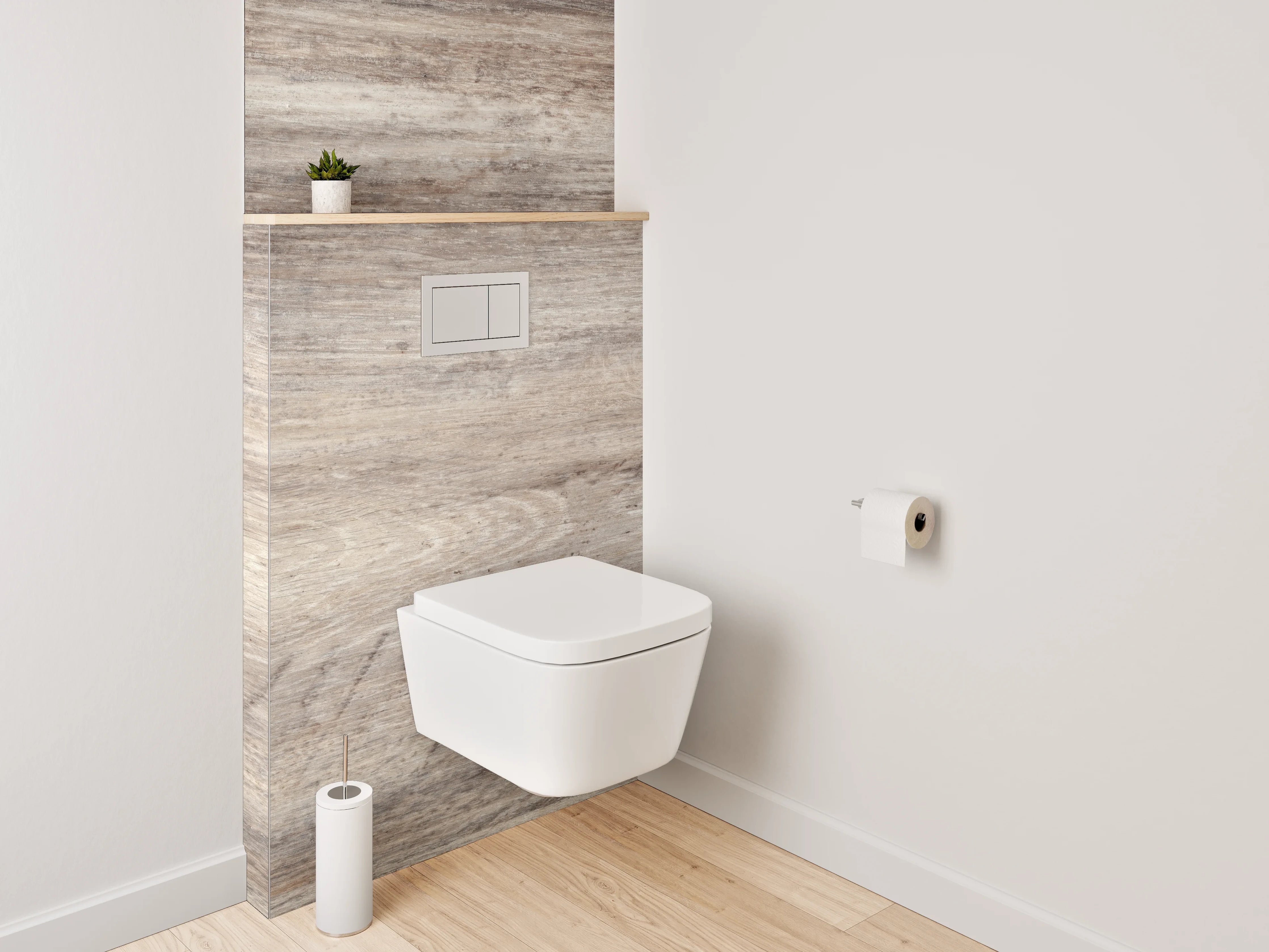 WC-Rückwand - Holzoptik Fliese Beige Grau Braun