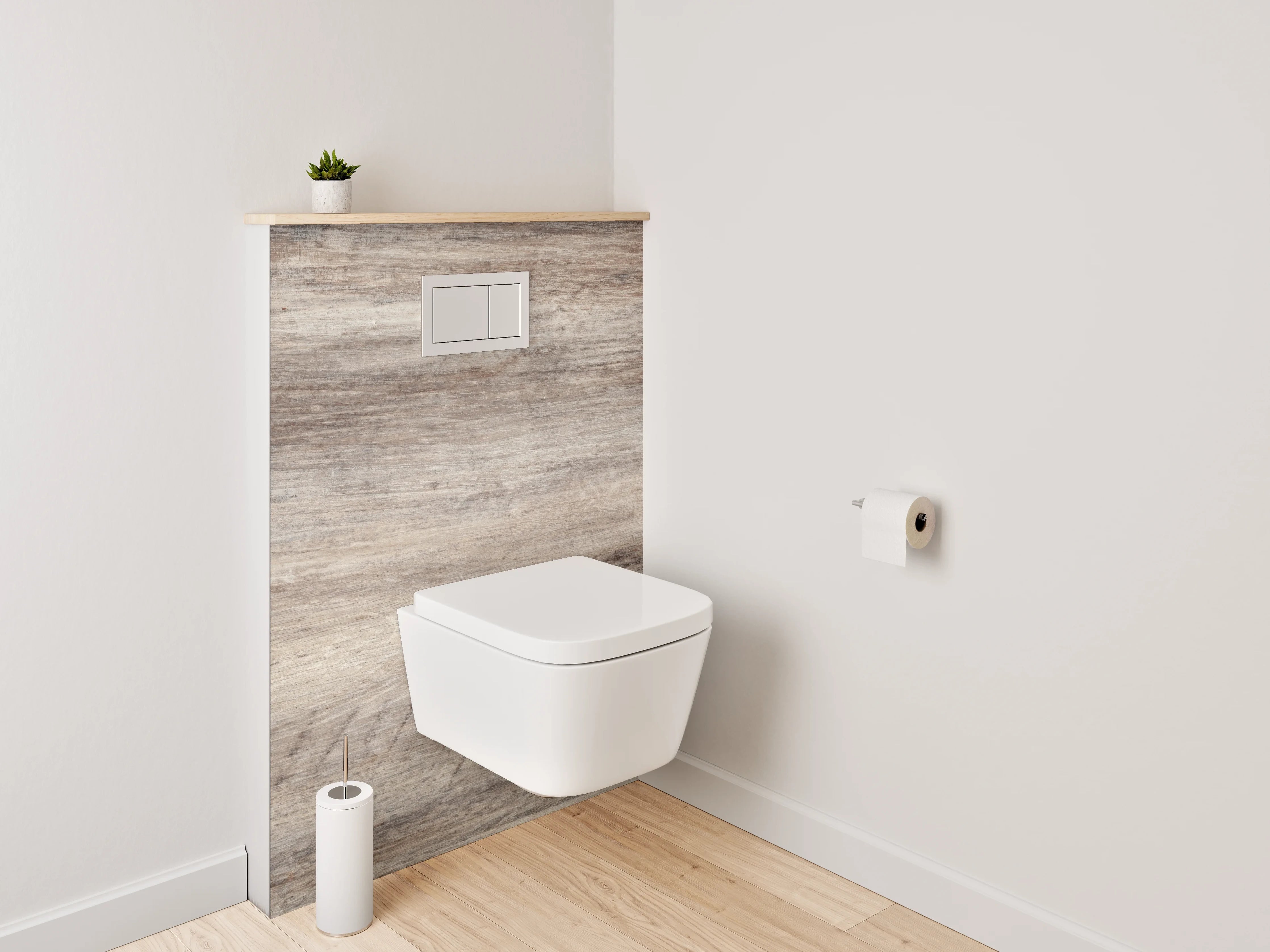 WC-Rückwand - Holzoptik Fliese Beige Grau Braun