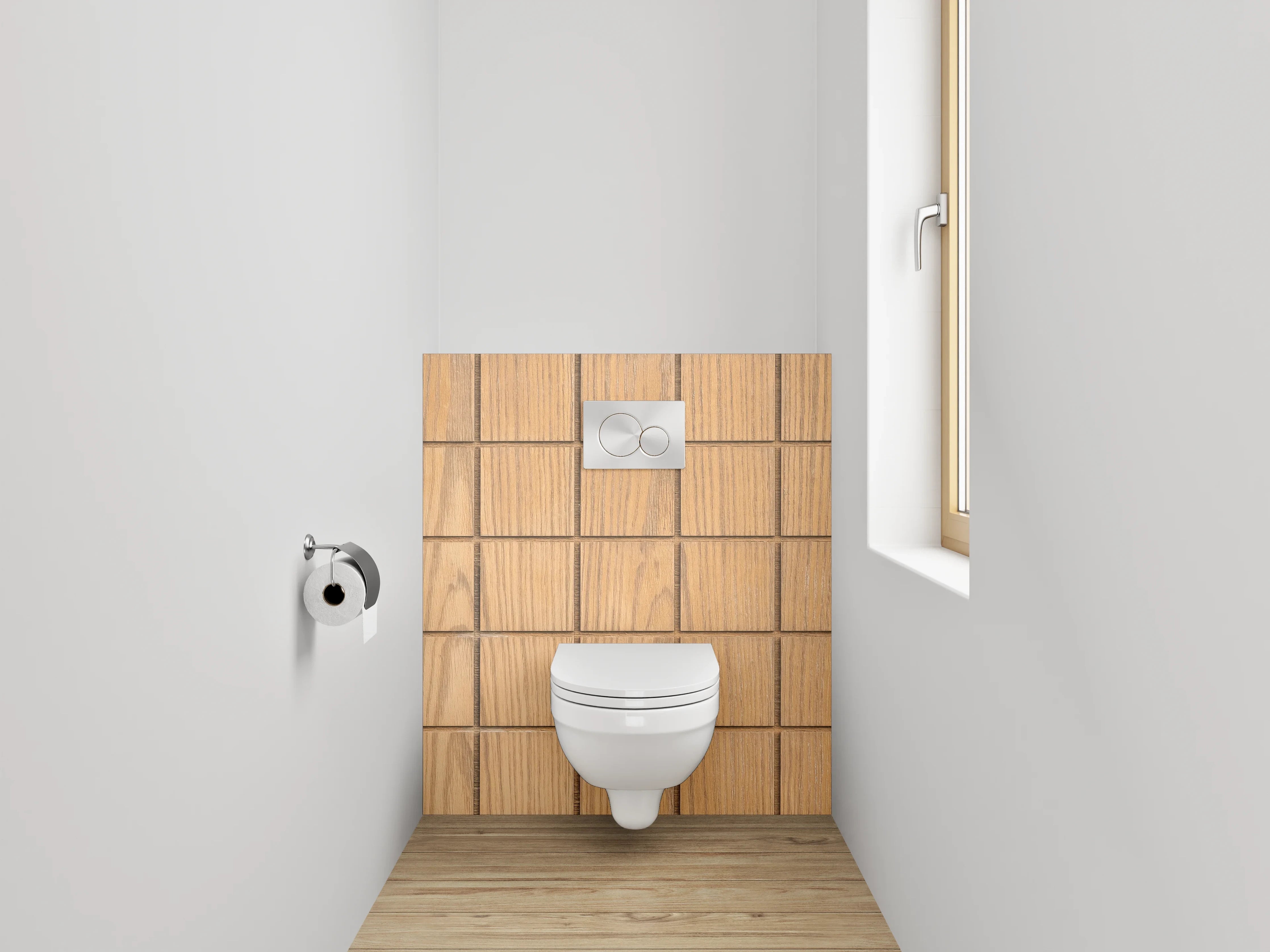 WC-Rückwand - Holzoptik Fliesen Quadratmuster