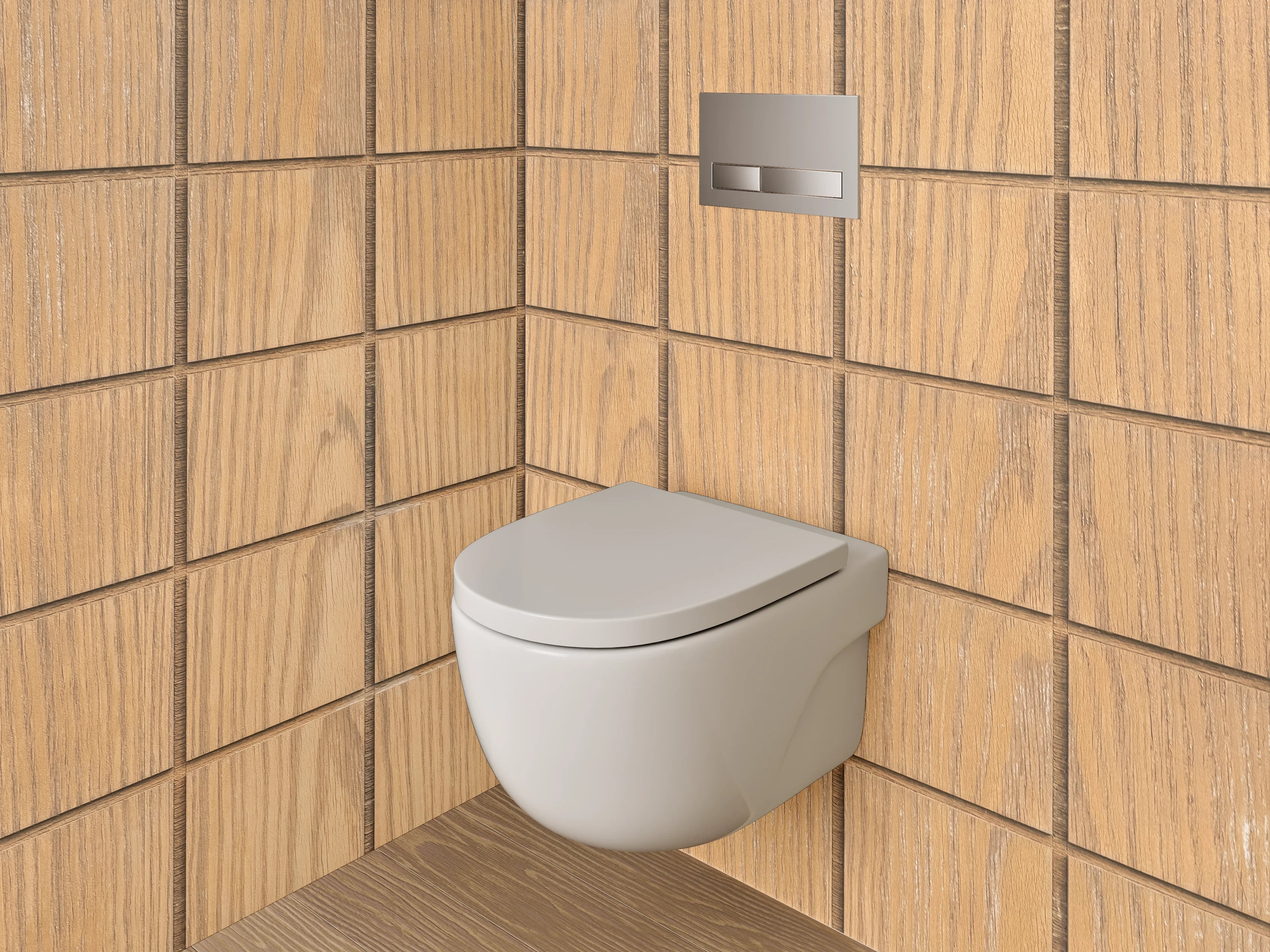 WC-Rückwand - Holzoptik Fliesen Quadratmuster