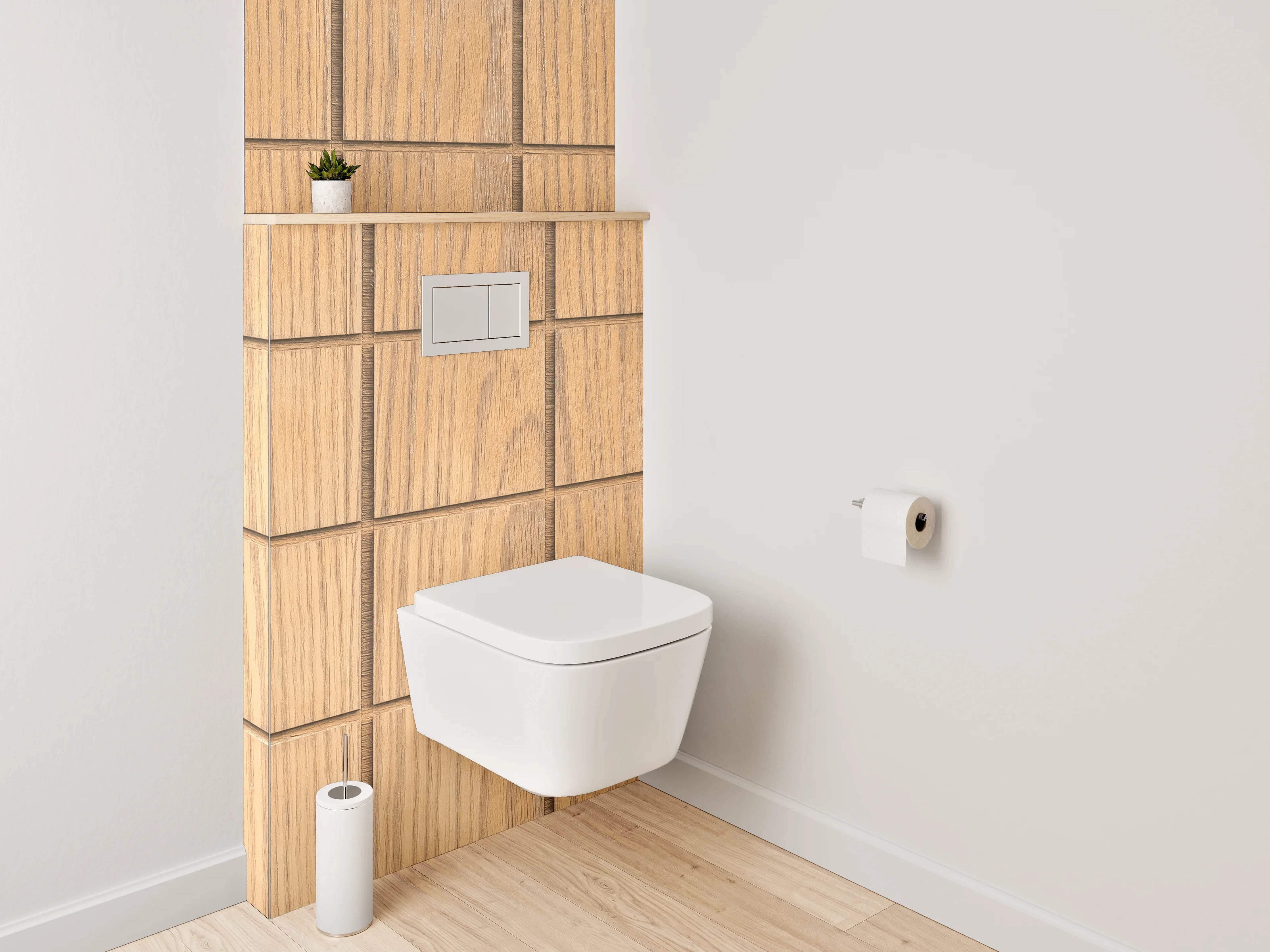 WC-Rückwand - Holzoptik Fliesen Quadratmuster