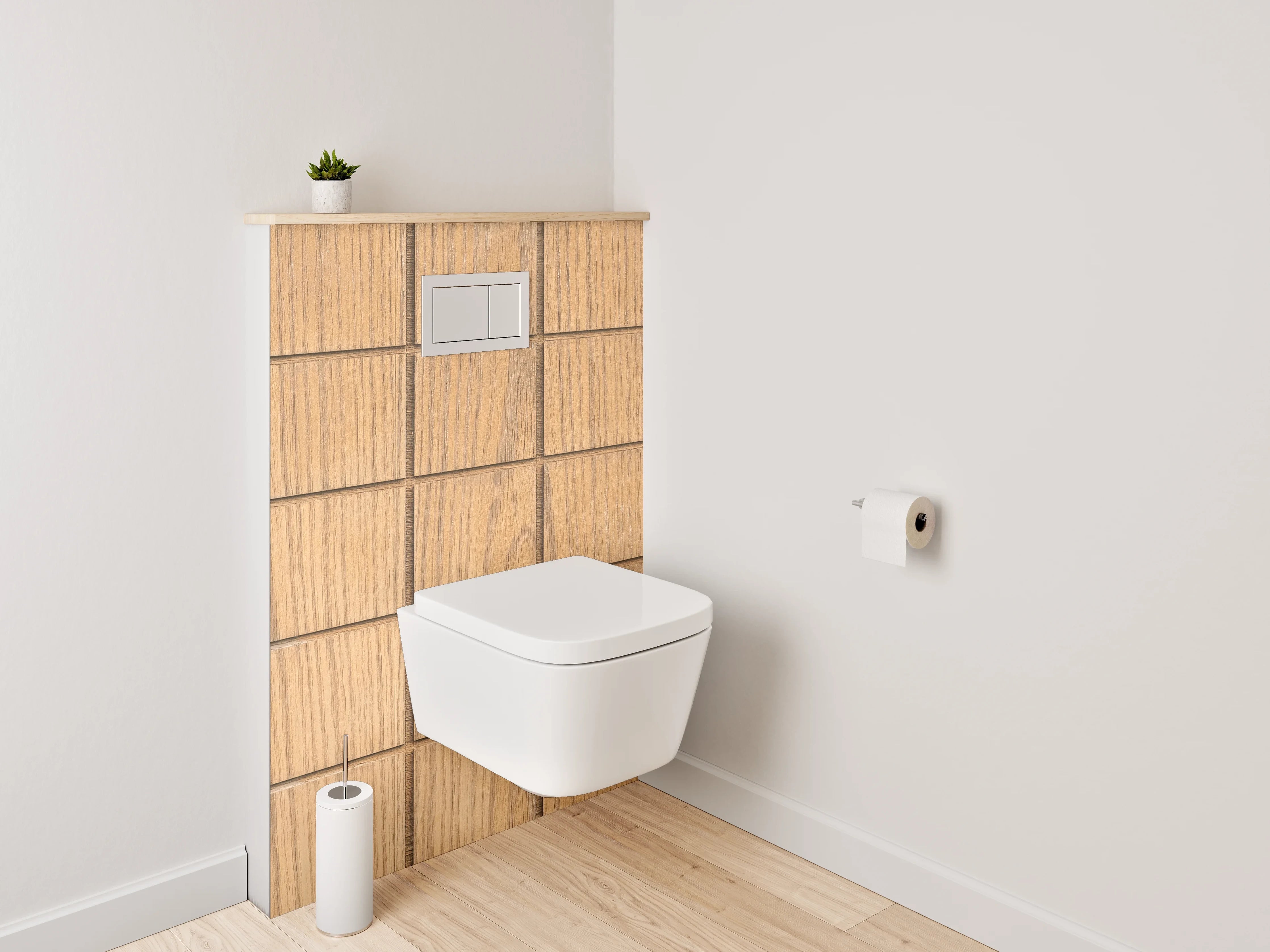 WC-Rückwand - Holzoptik Fliesen Quadratmuster
