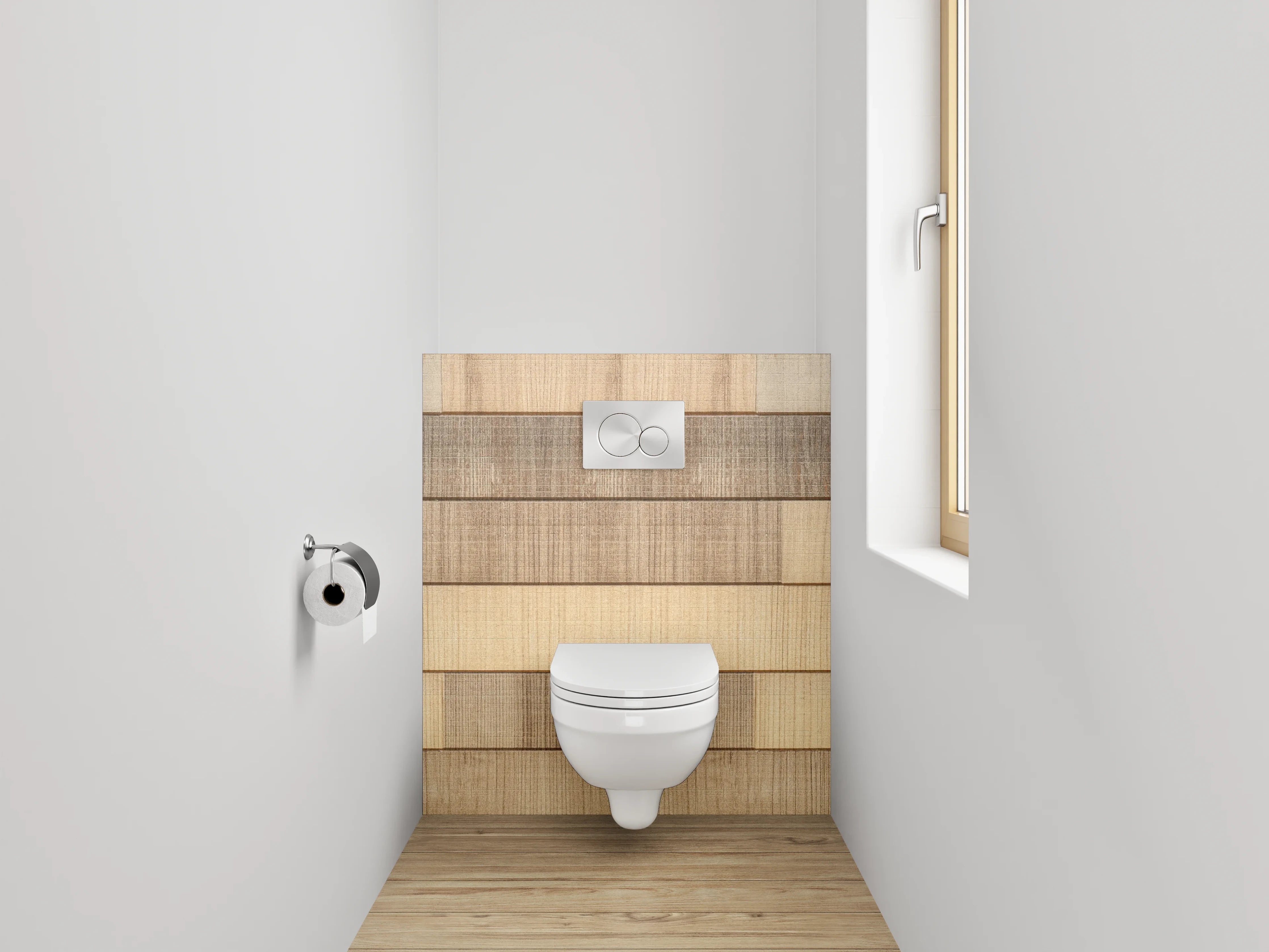 WC-Rückwand - Holzoptik Fliesenmuster Braun Beige