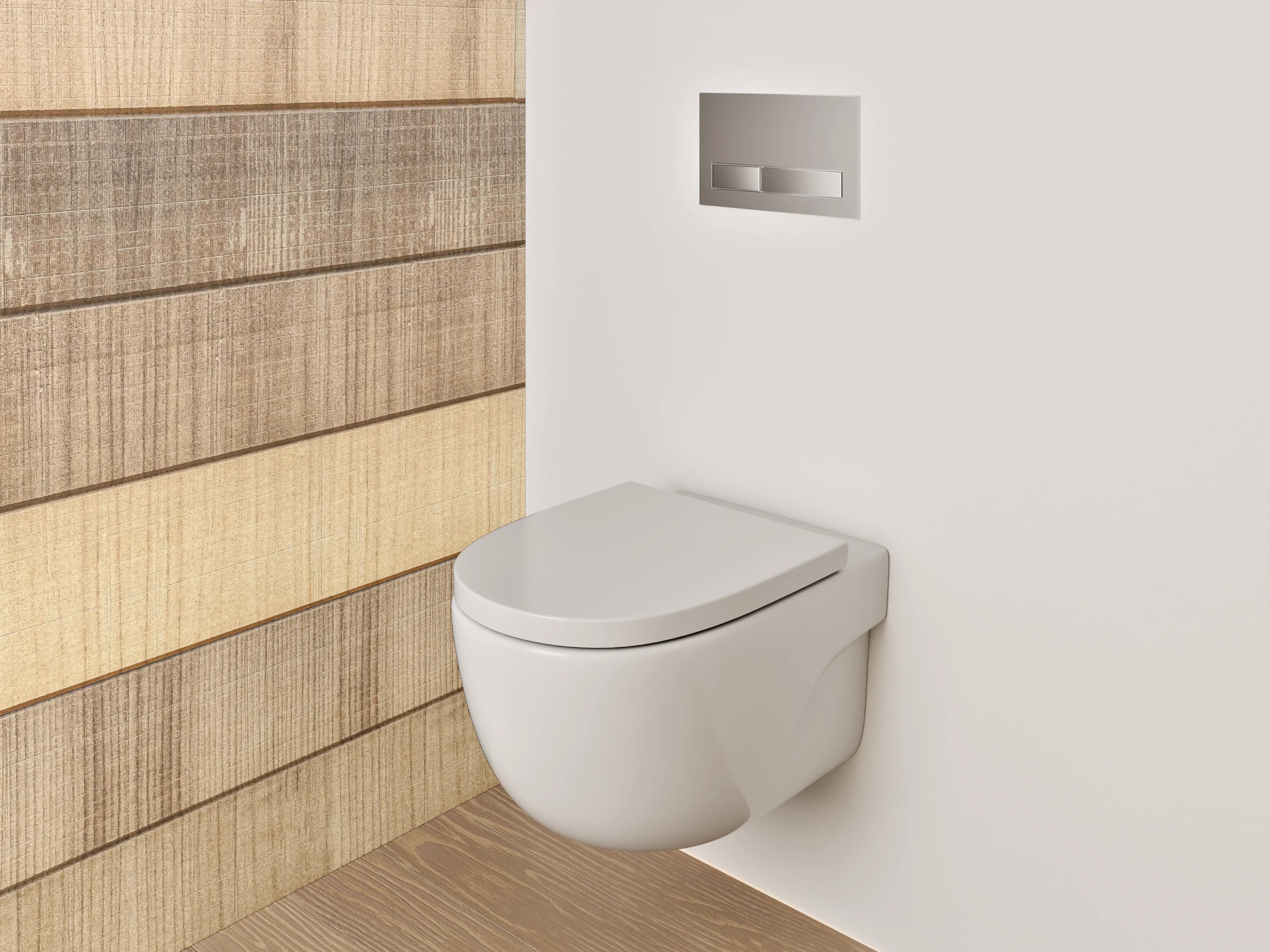 WC-Rückwand - Holzoptik Fliesenmuster Braun Beige