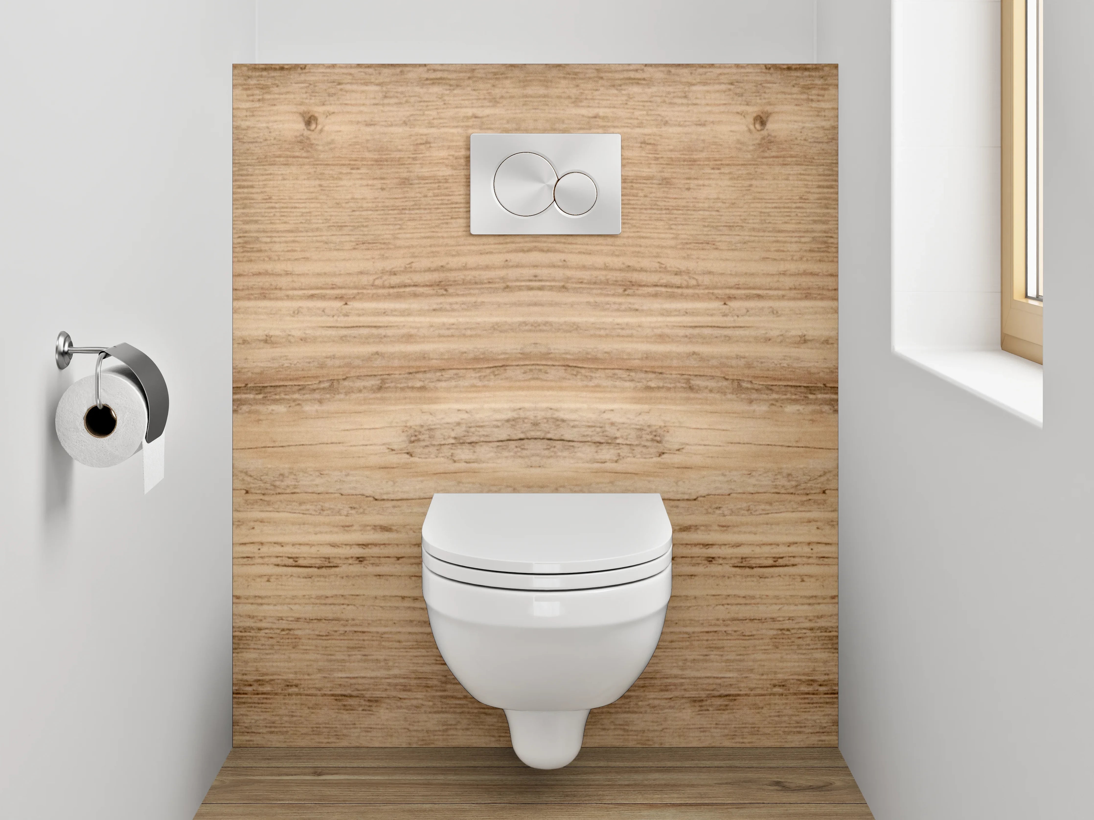 WC-Rückwand - Holzoptik Natur Braun