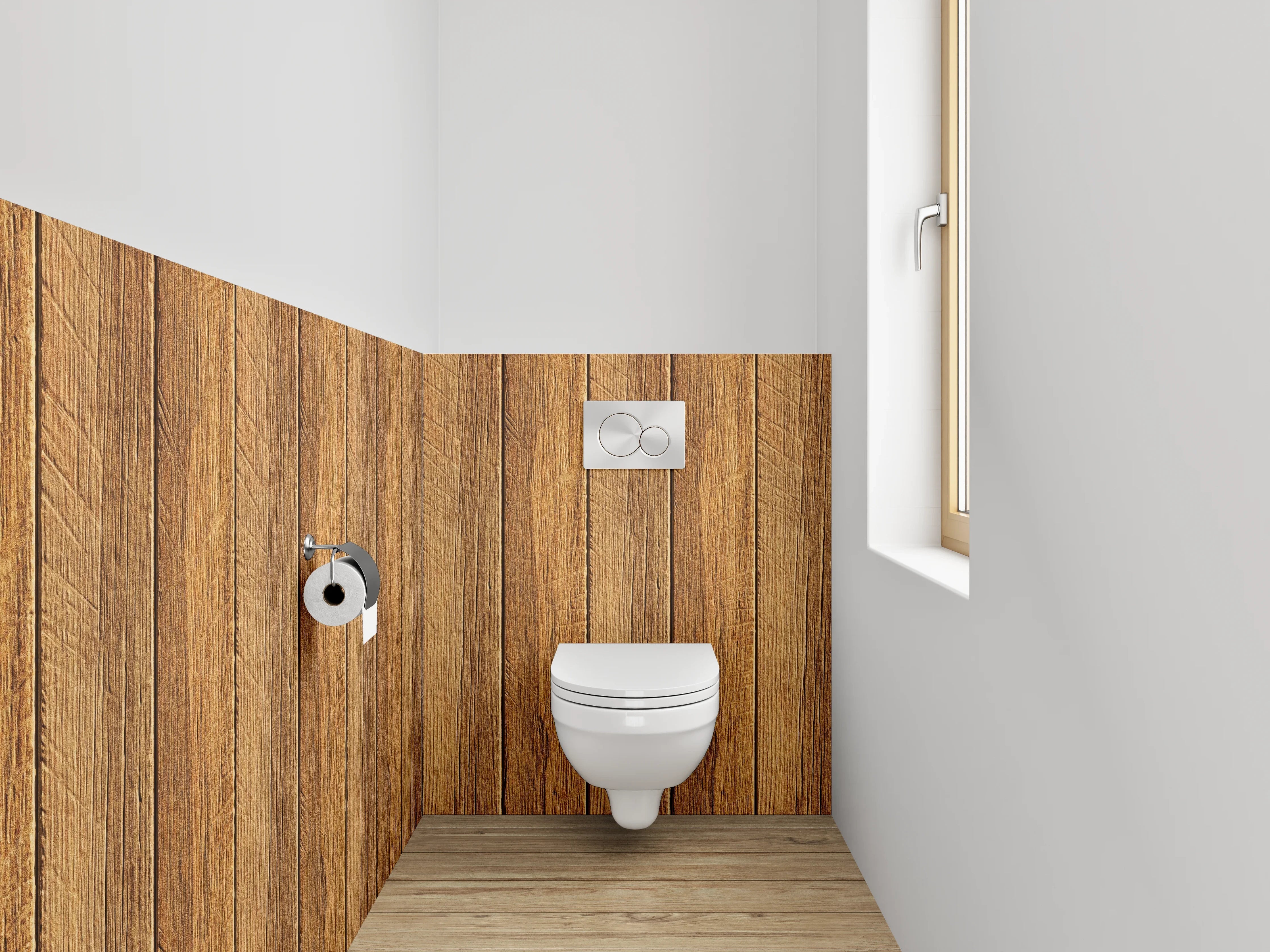 WC-Rückwand - Holzoptik Paneele Braun