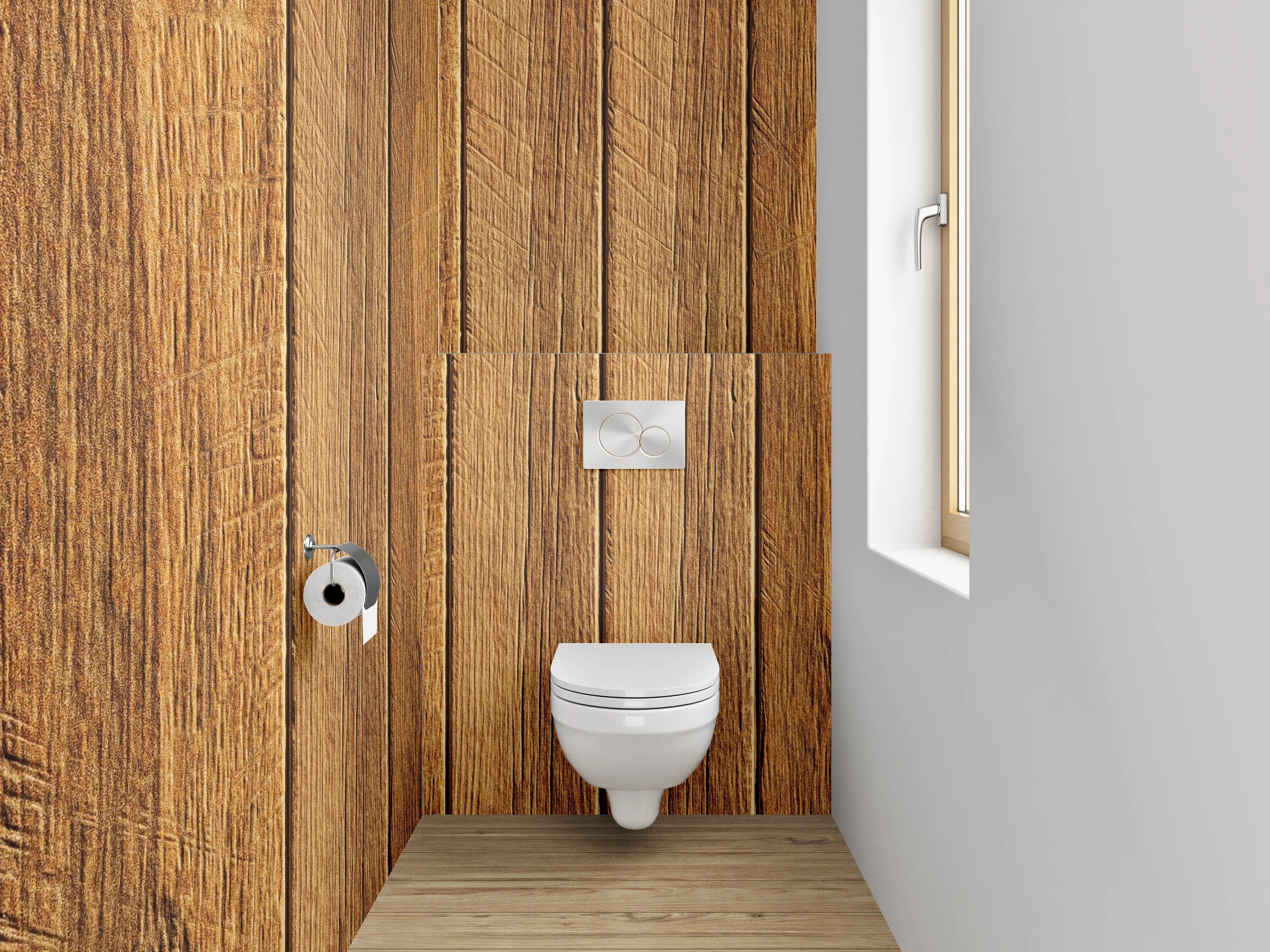 WC-Rückwand - Holzoptik Paneele Braun