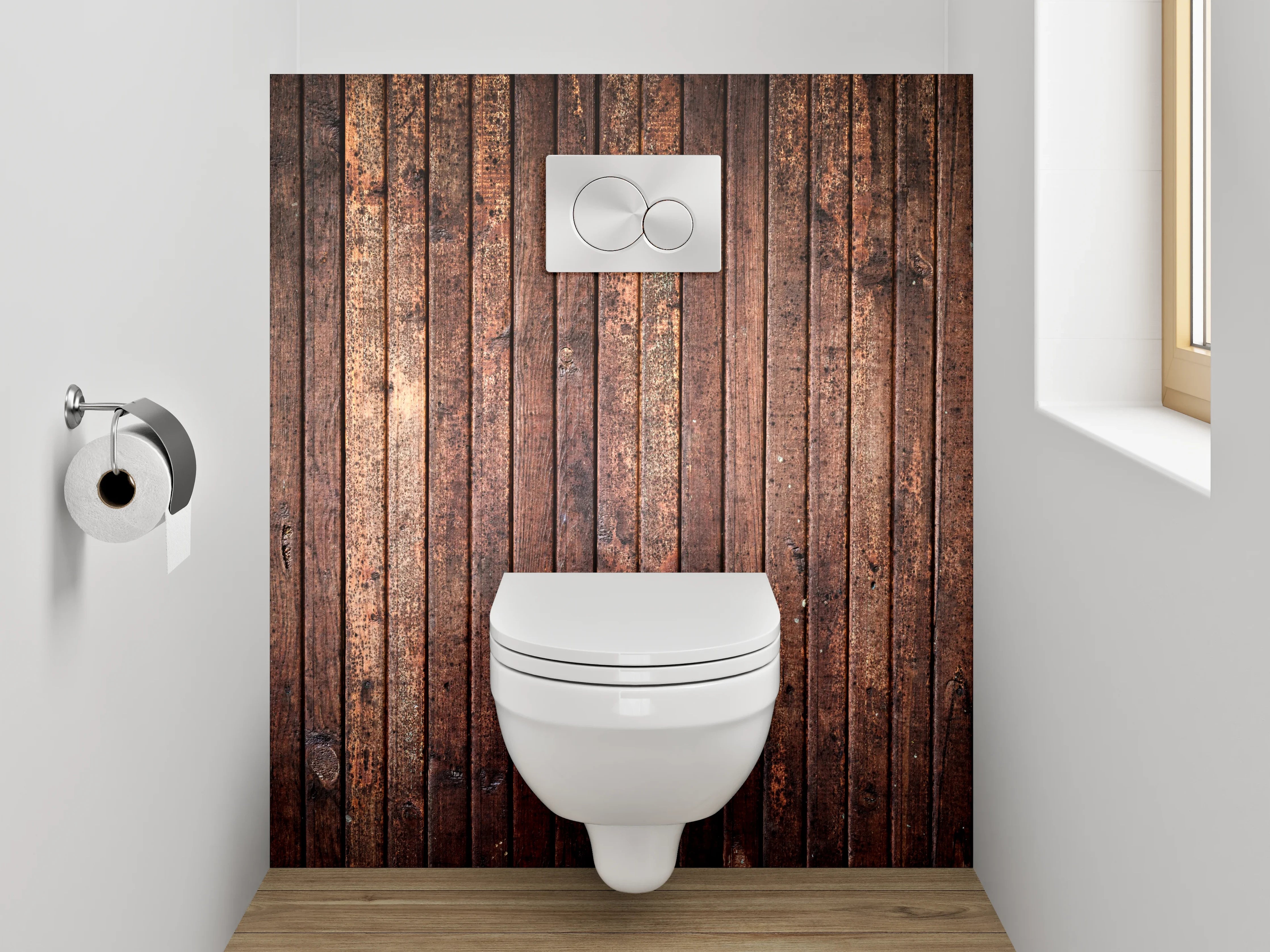 WC-Rückwand - Holzoptik Wandpaneel Braun Natur