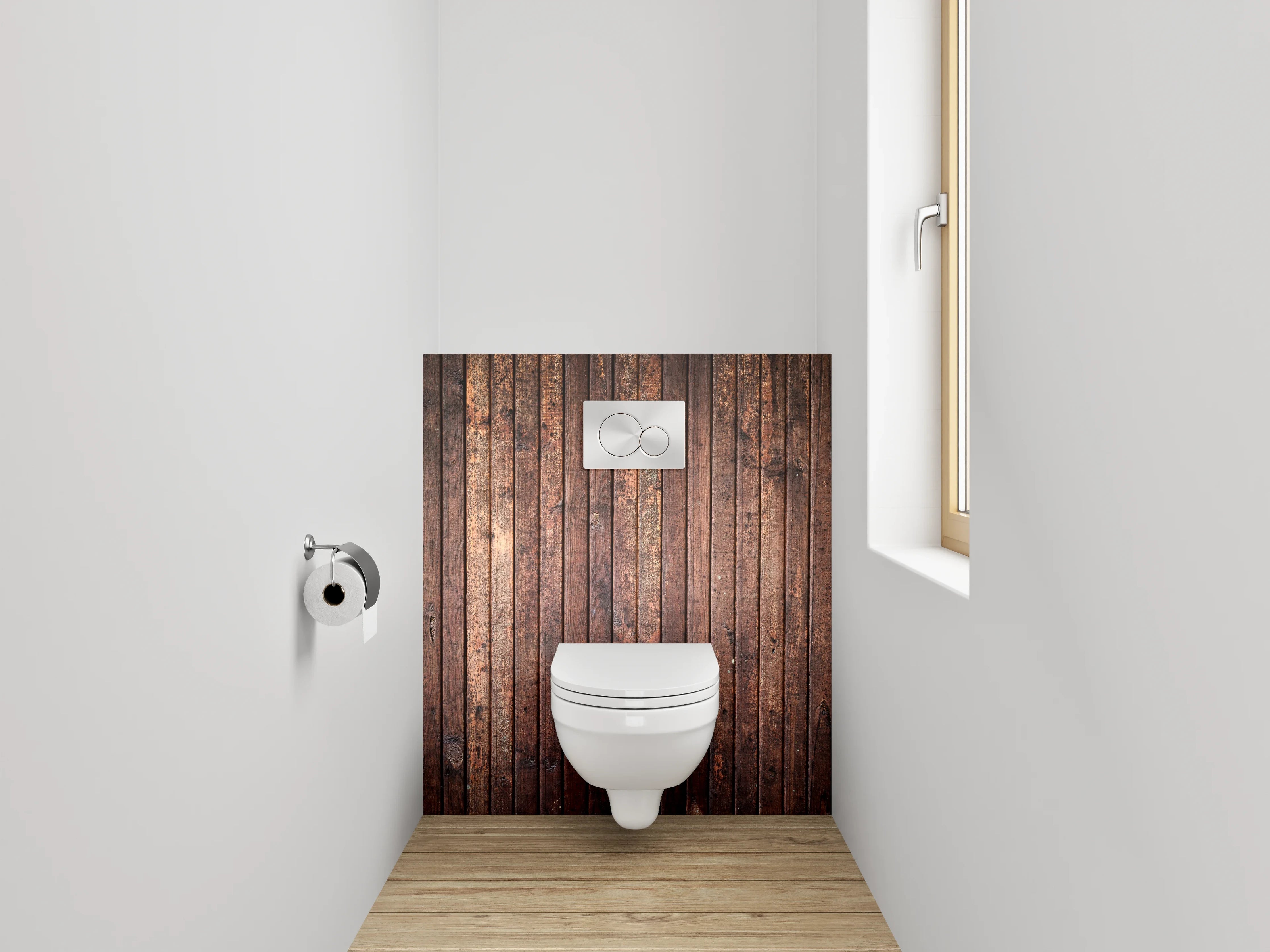 WC-Rückwand - Holzoptik Wandpaneel Braun Natur