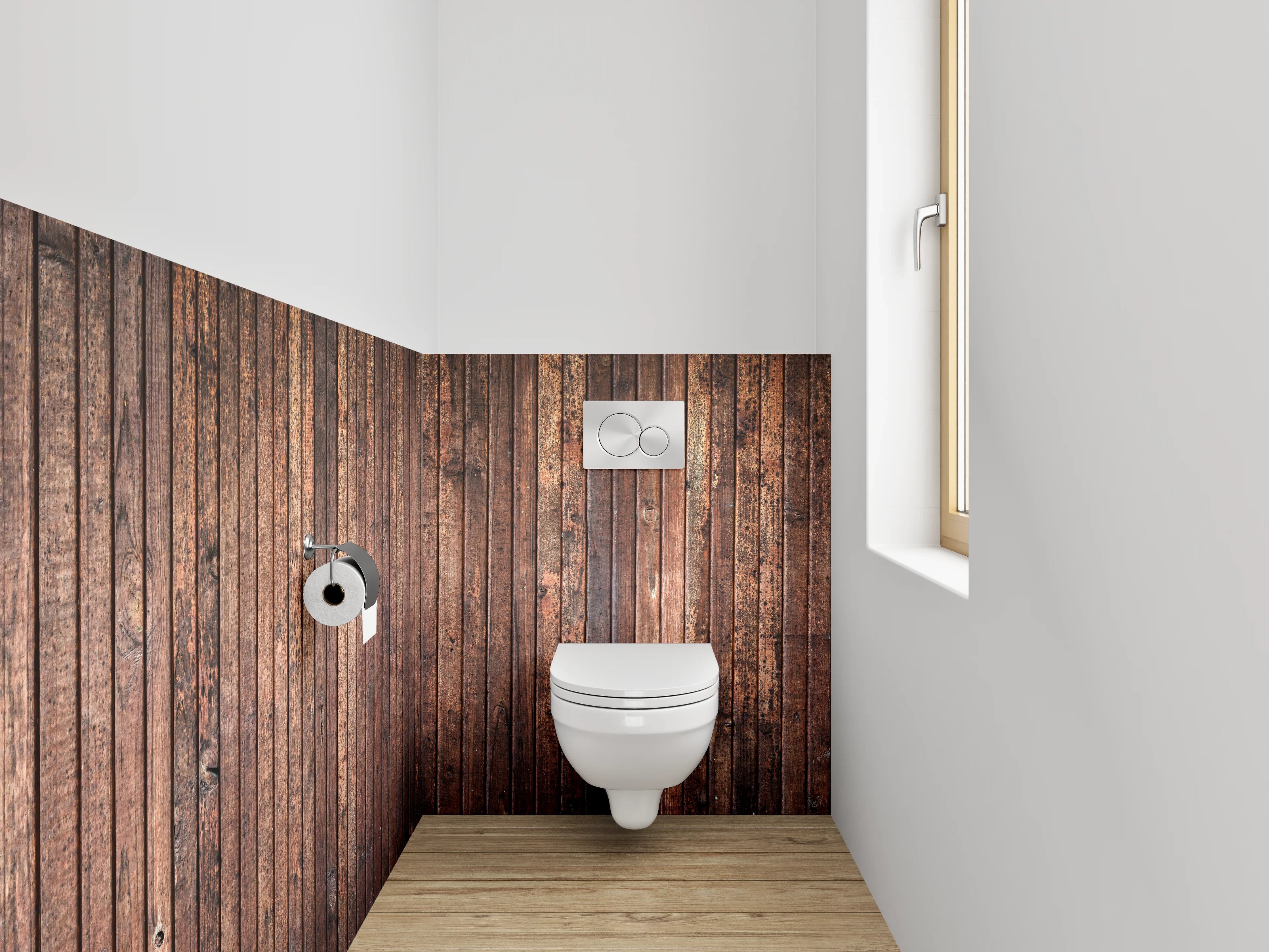 WC-Rückwand - Holzoptik Wandpaneel Braun Natur
