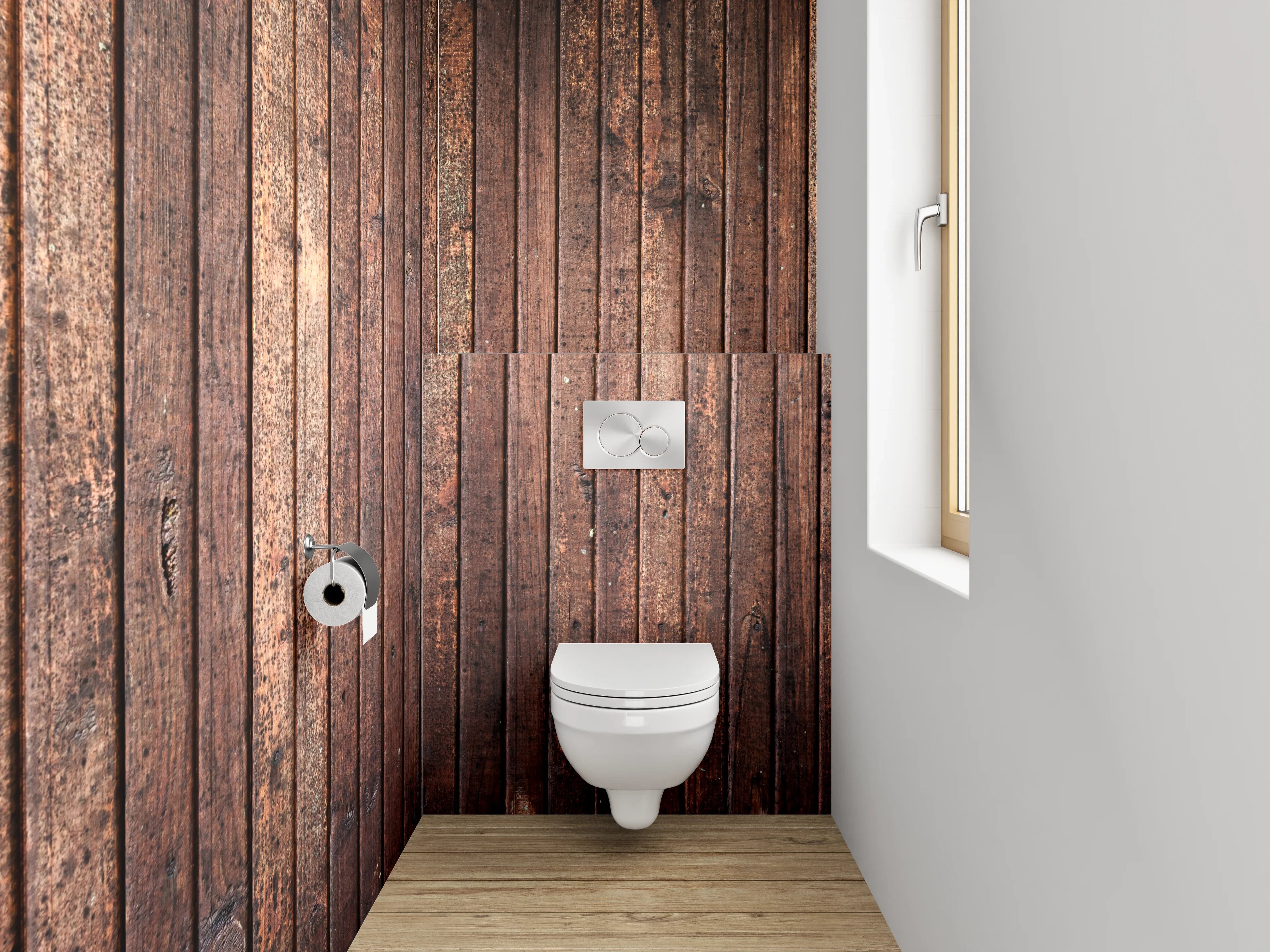 WC-Rückwand - Holzoptik Wandpaneel Braun Natur