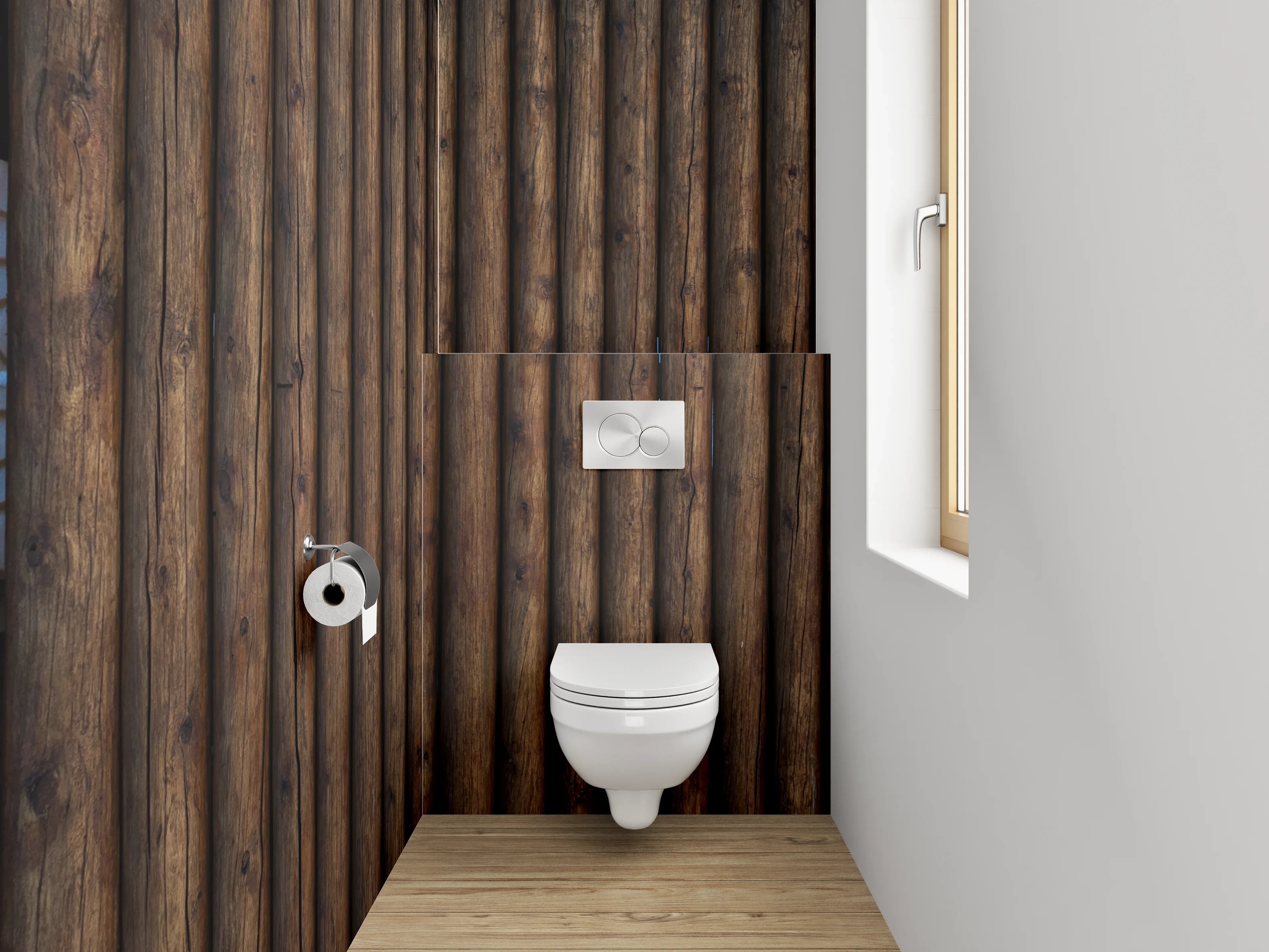 WC-Rückwand - Holzoptik Wandverkleidung Braun