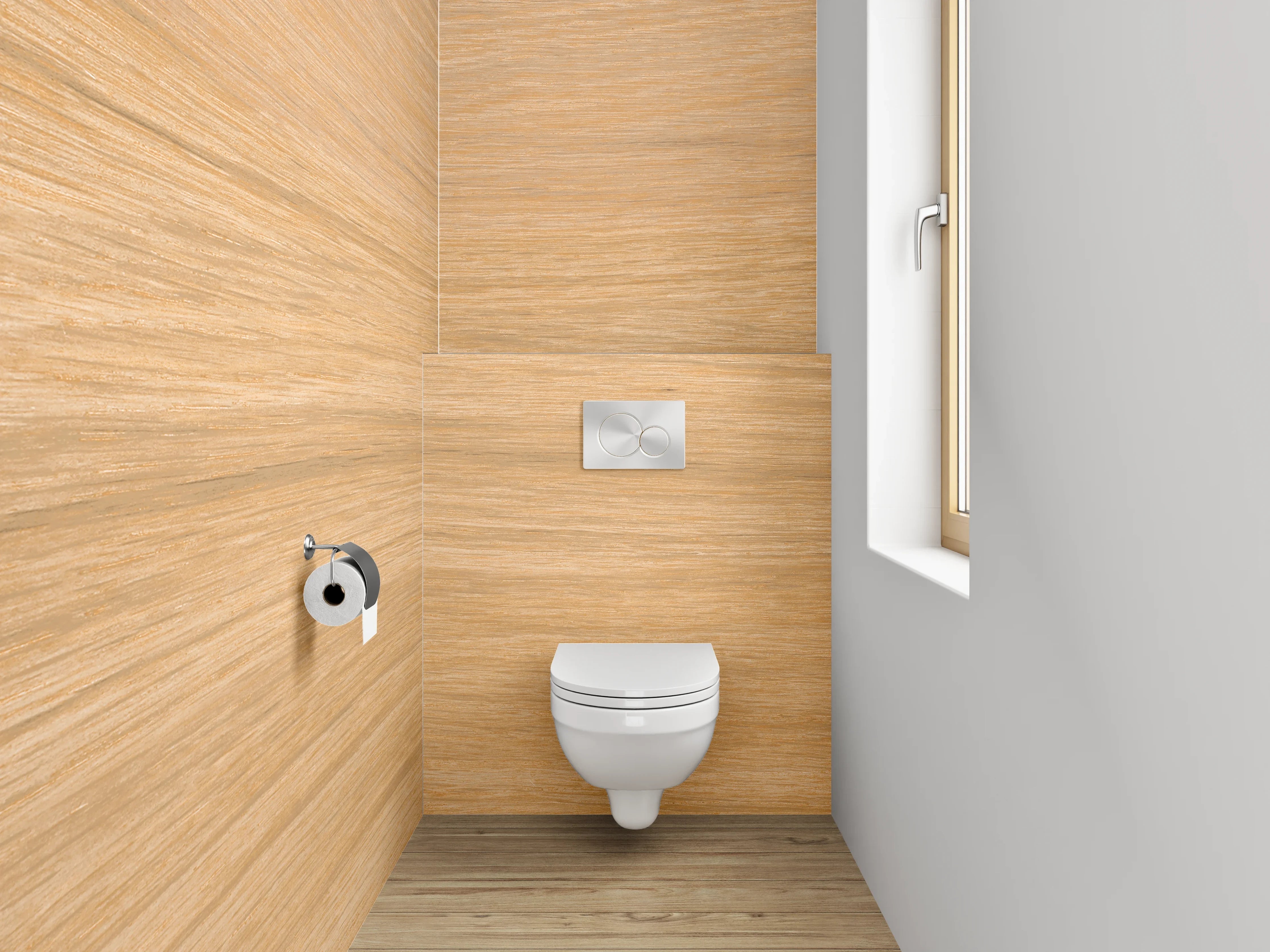 WC-Rückwand - Holzoptik hell – Natürliches Design