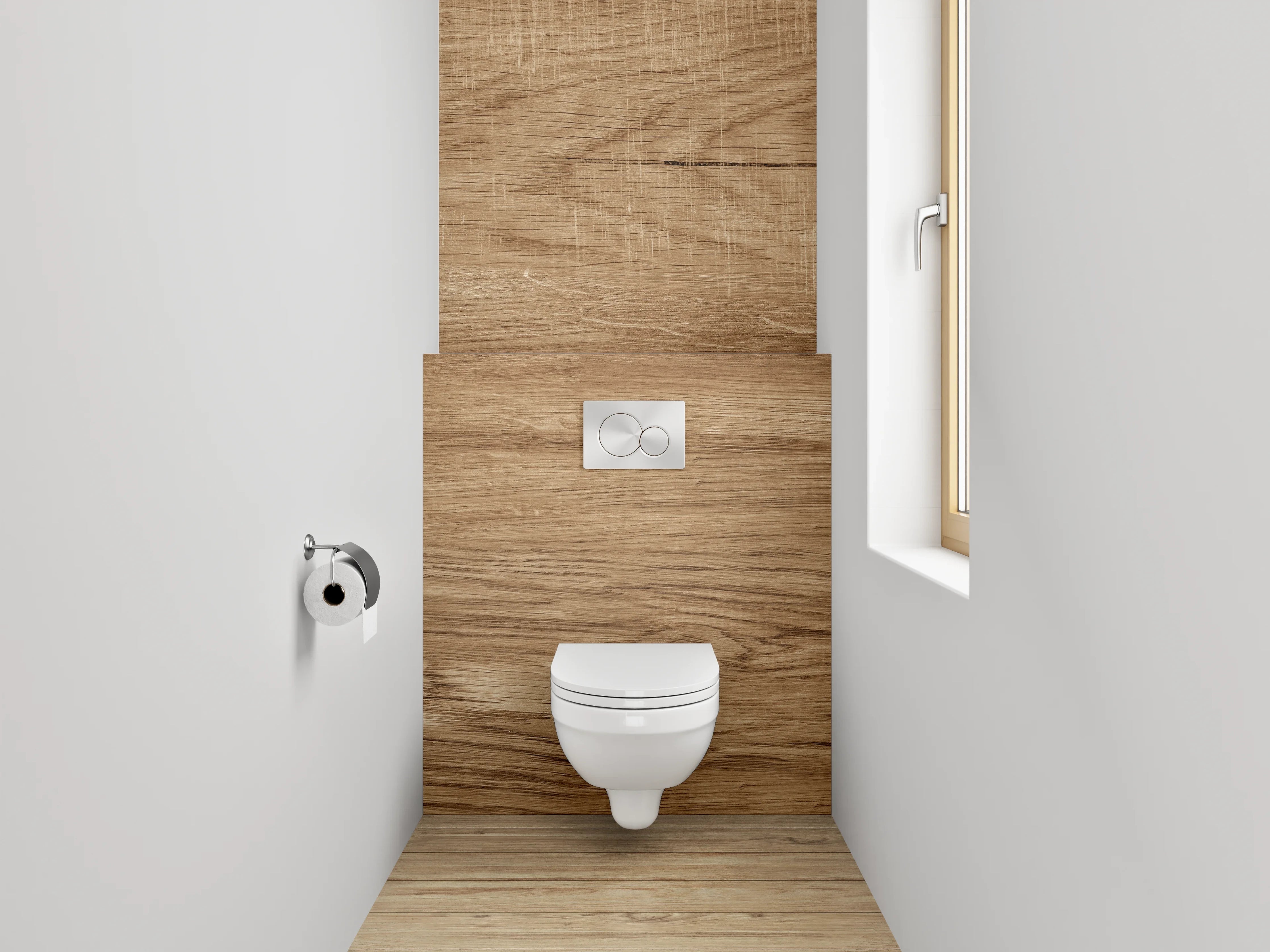 WC-Rückwand - Holzoptik hellbraun Landhausstil