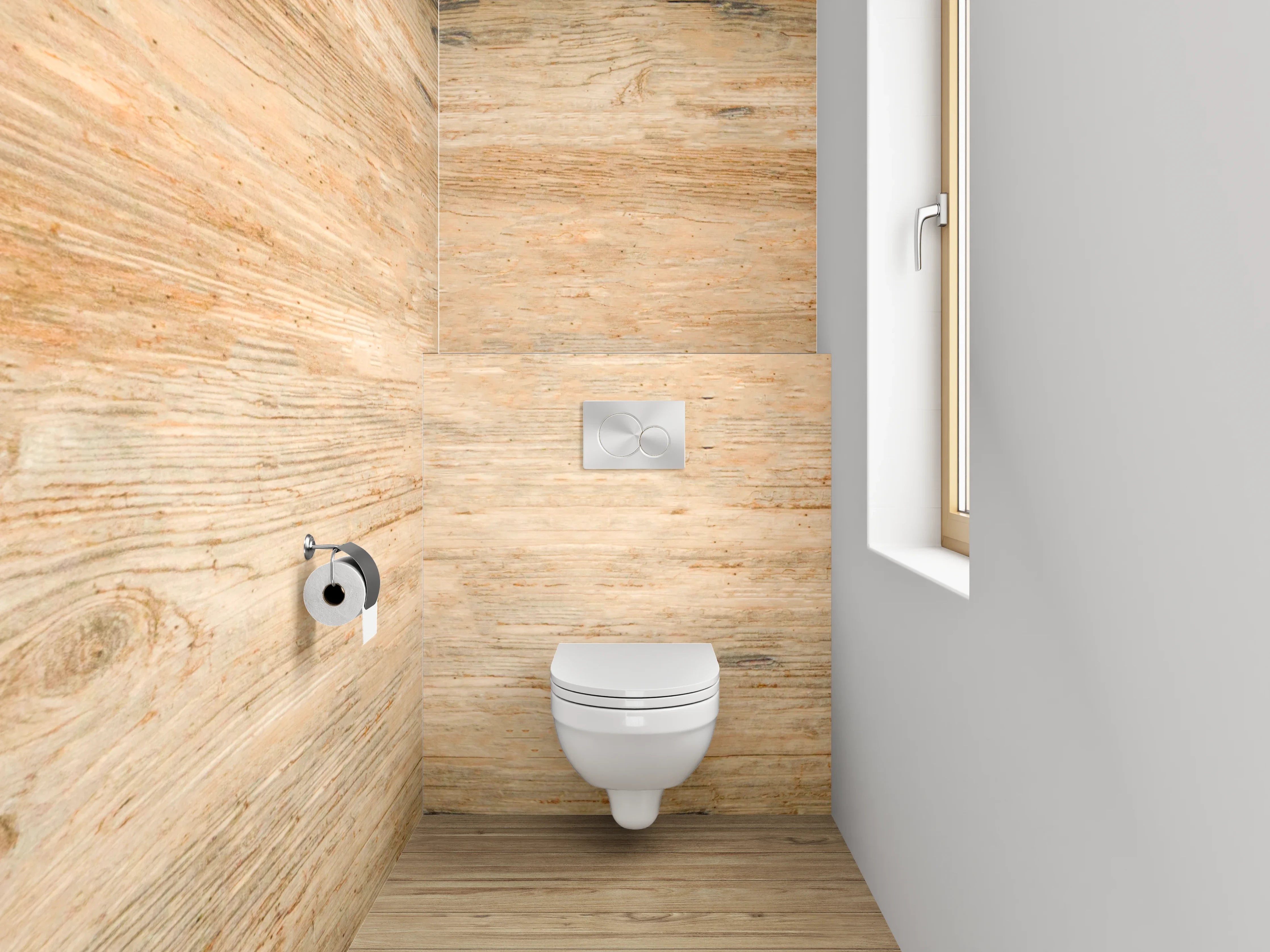 WC-Rückwand - Holzoptik im Naturstil