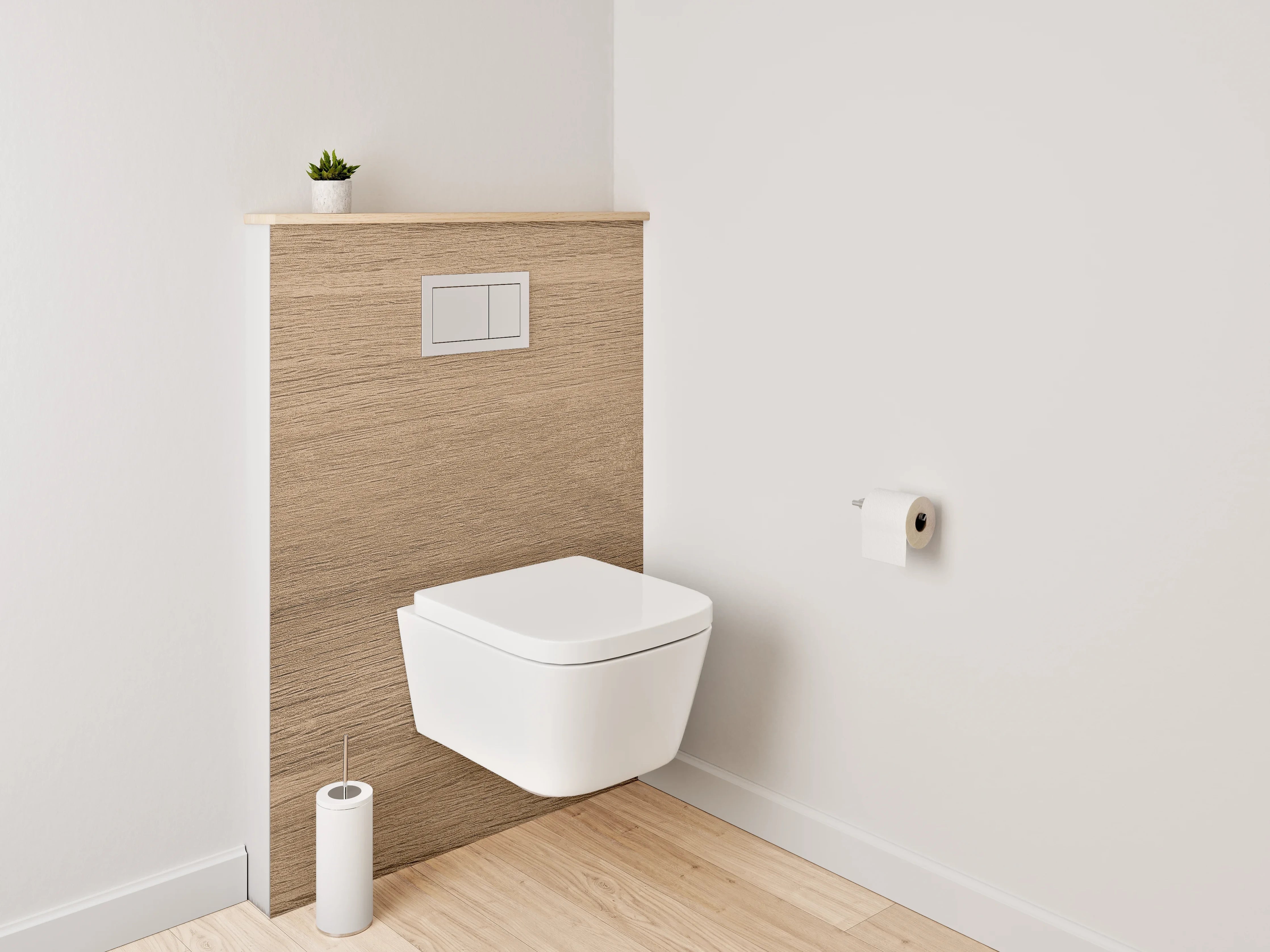 WC-Rückwand - Holzoptik in warmem Braun