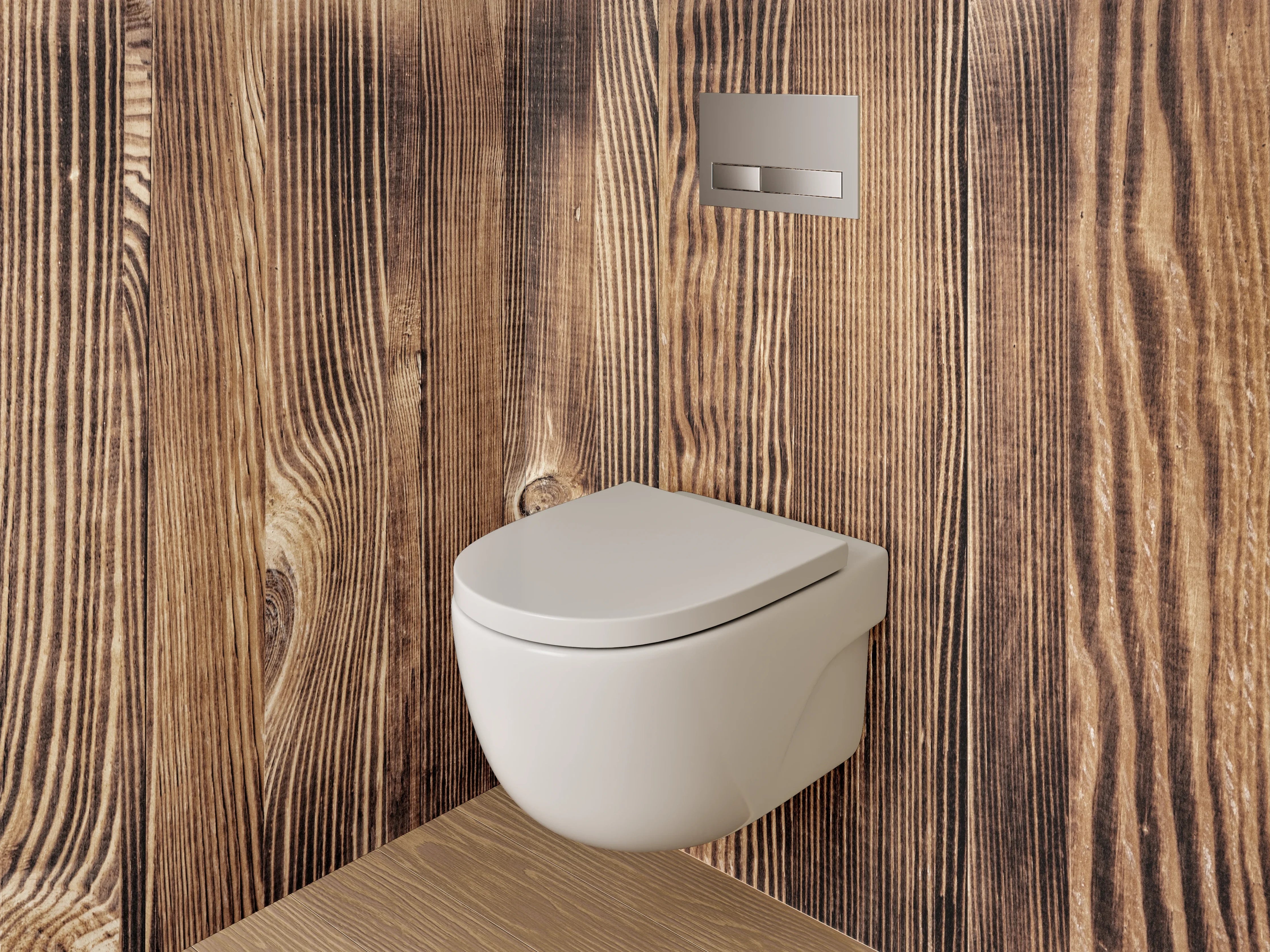 WC-Rückwand - Holzoptik in warmen Brauntönen