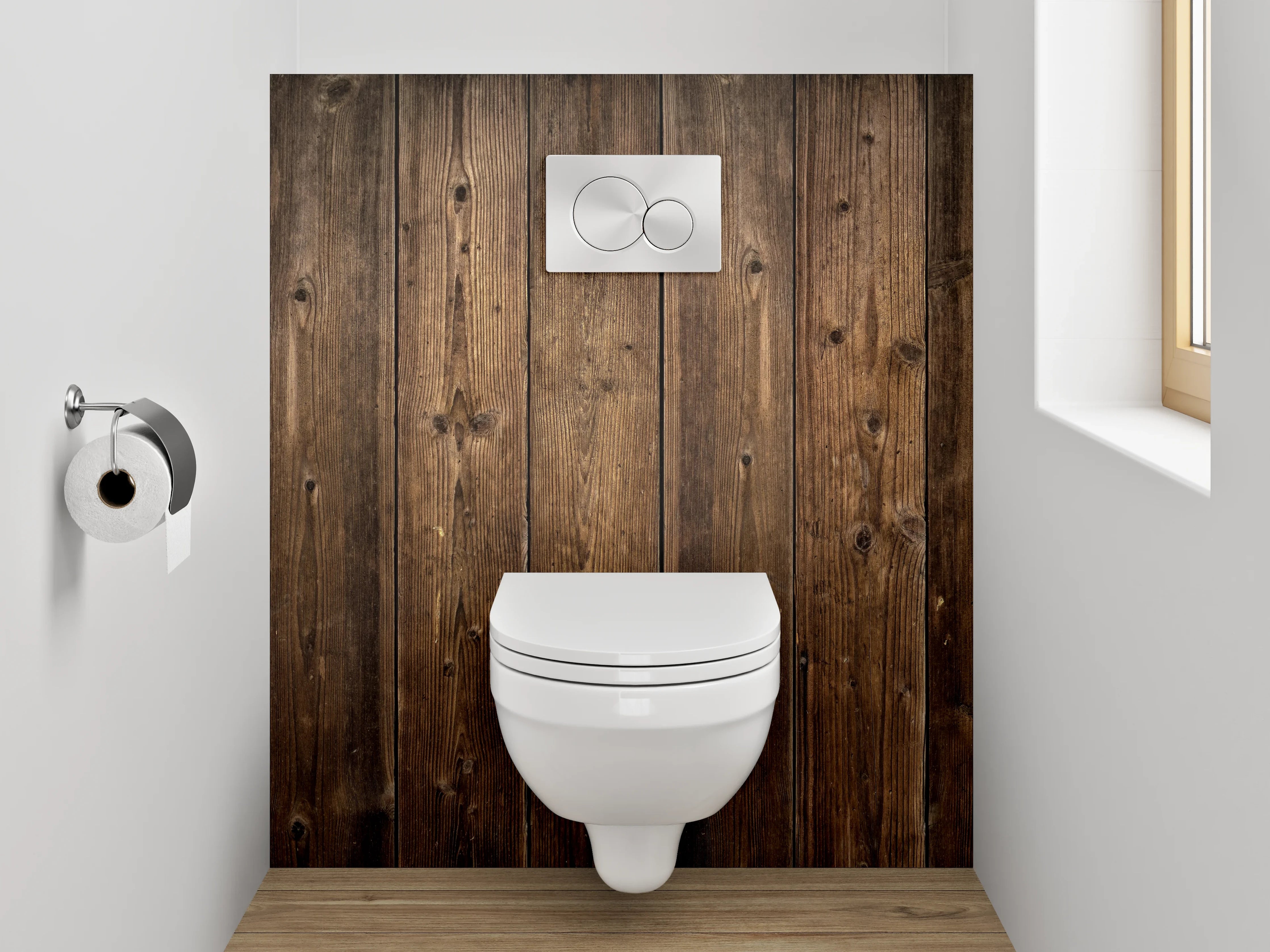 WC-Rückwand - Holzoptik rustikal braun Wanddekor
