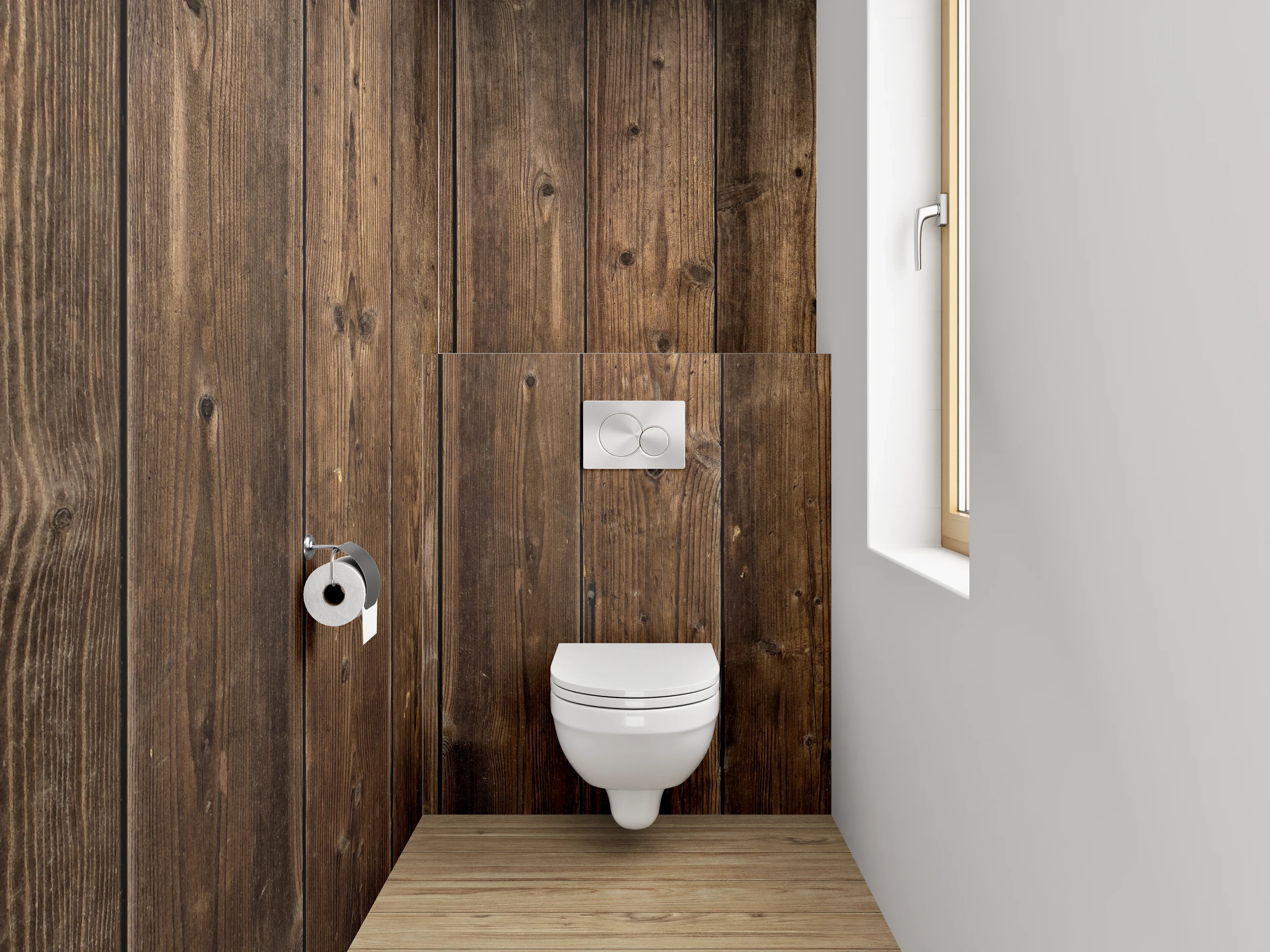 WC-Rückwand - Holzoptik rustikal braun Wanddekor