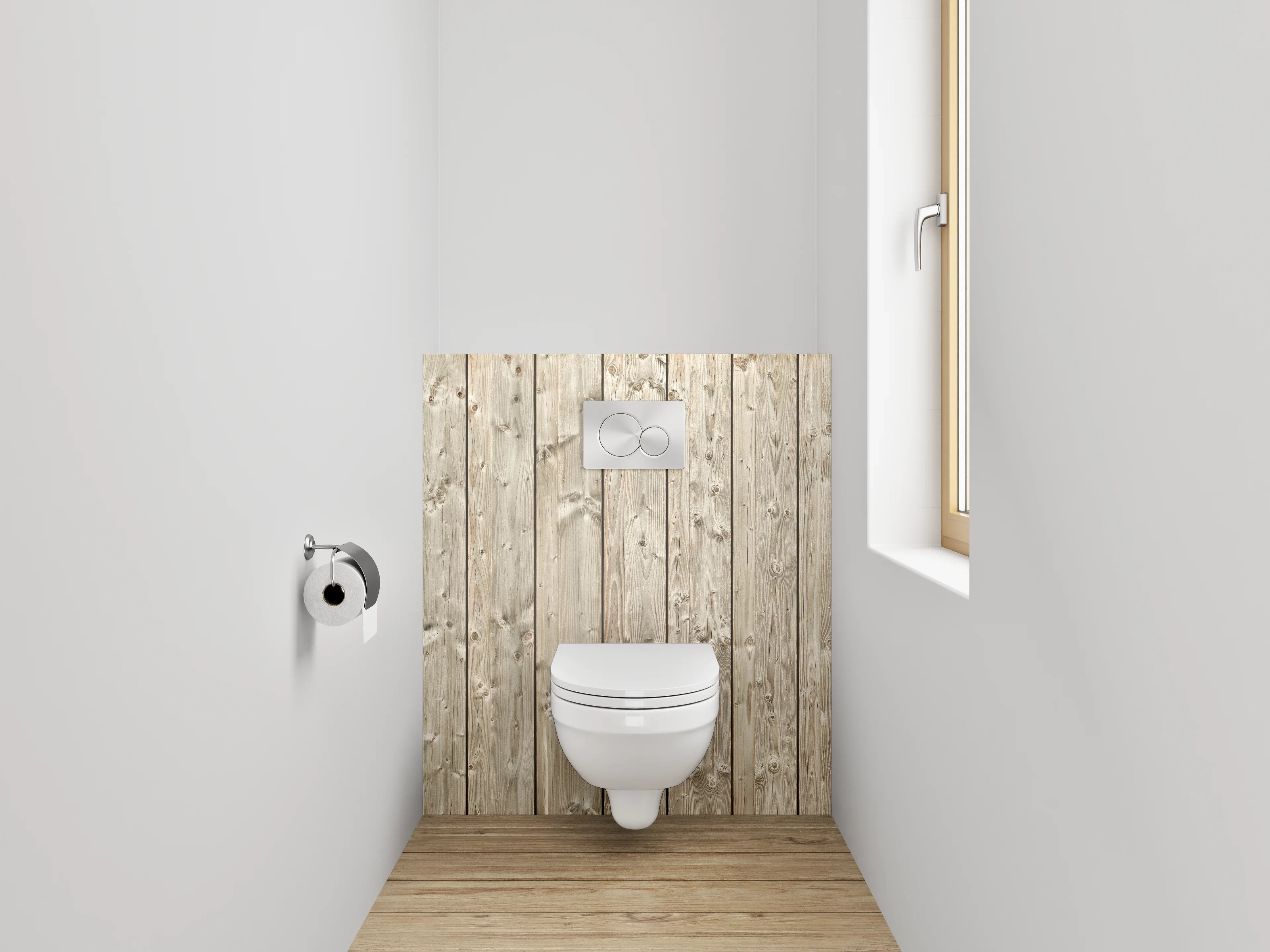 WC-Rückwand - Holzpaneele in natürlicher Optik