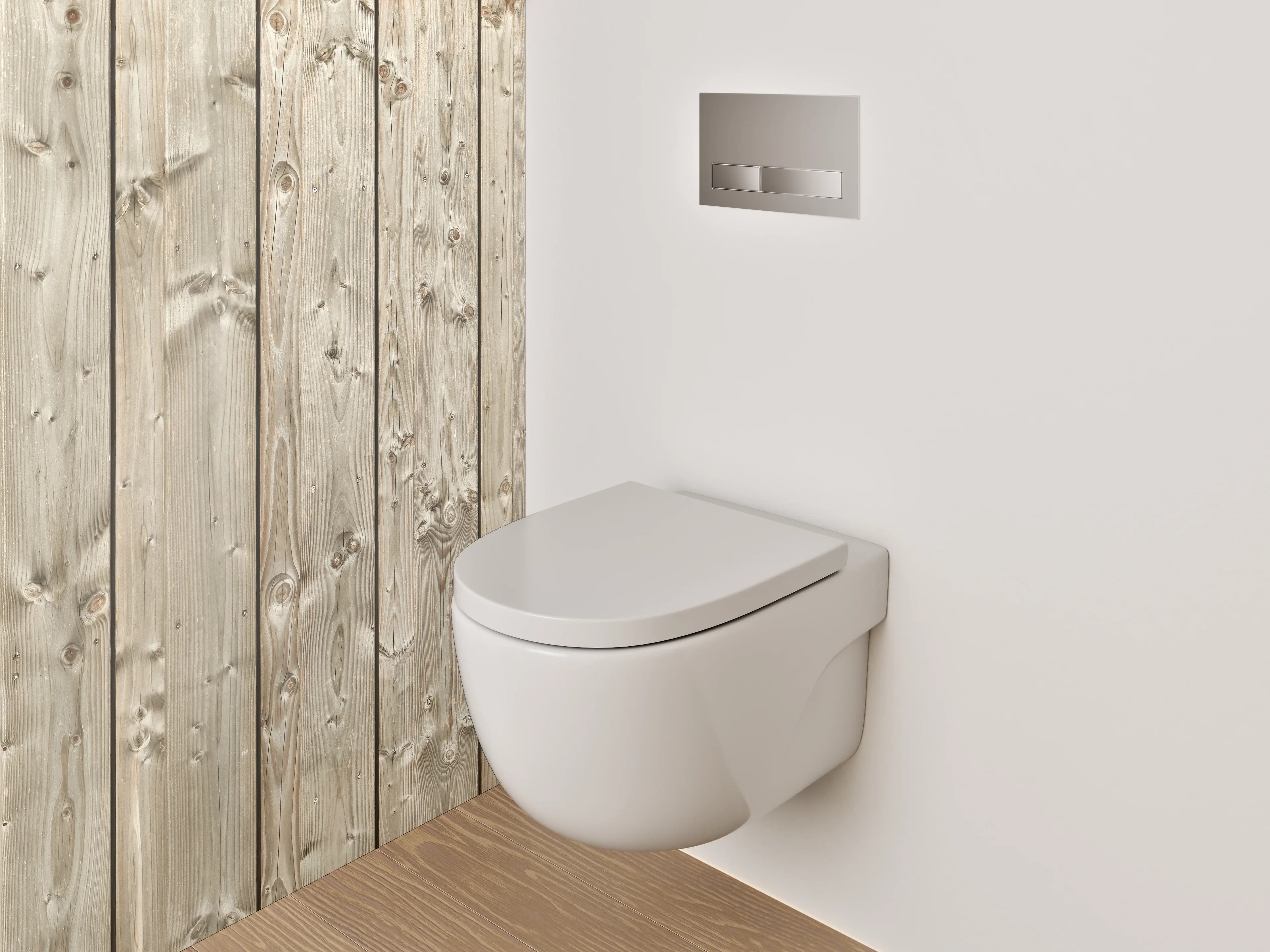 WC-Rückwand - Holzpaneele in natürlicher Optik