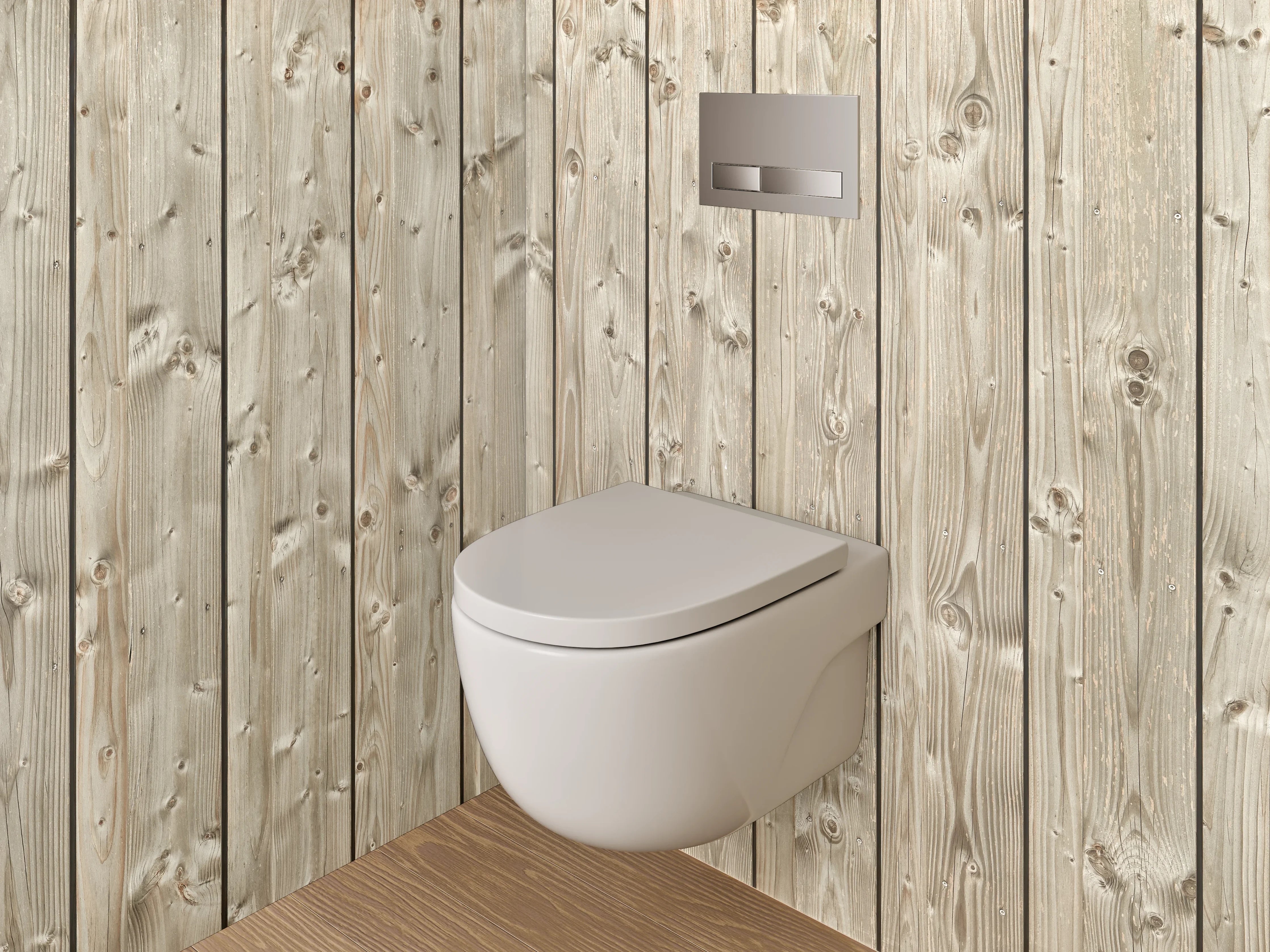 WC-Rückwand - Holzpaneele in natürlicher Optik