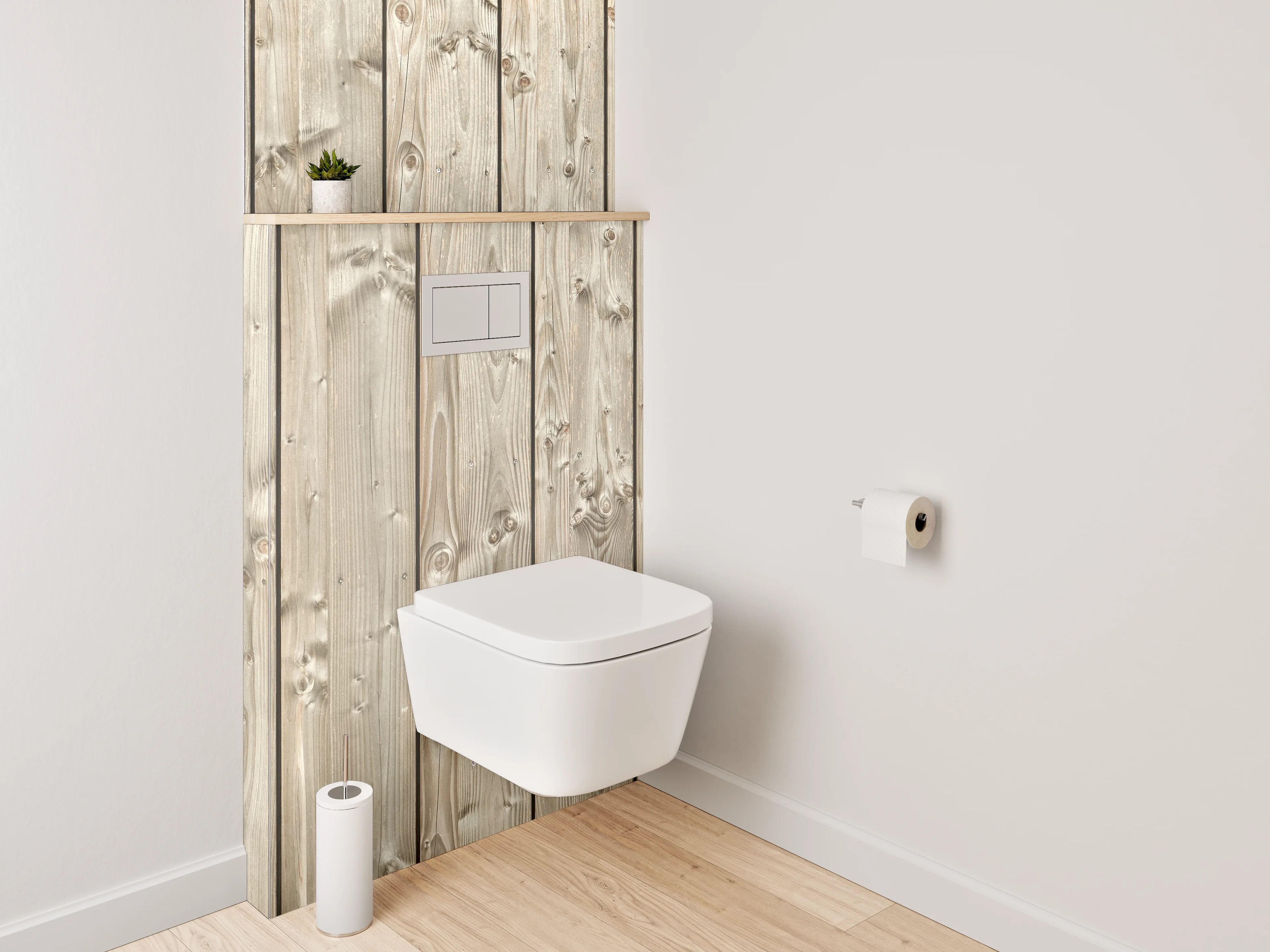 WC-Rückwand - Holzpaneele in natürlicher Optik