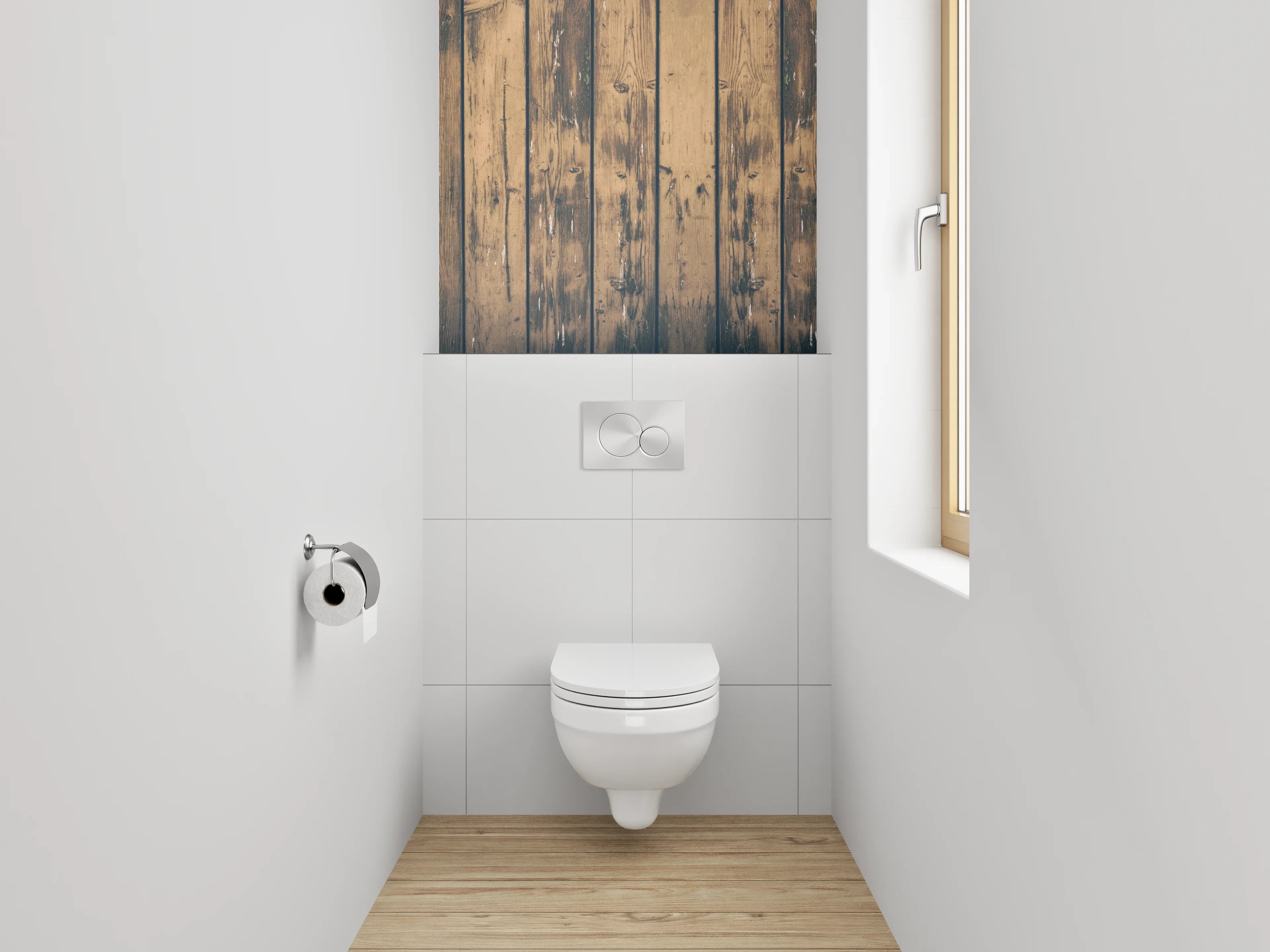 WC-Rückwand - Holzpaneele mit natürlicher Maserung