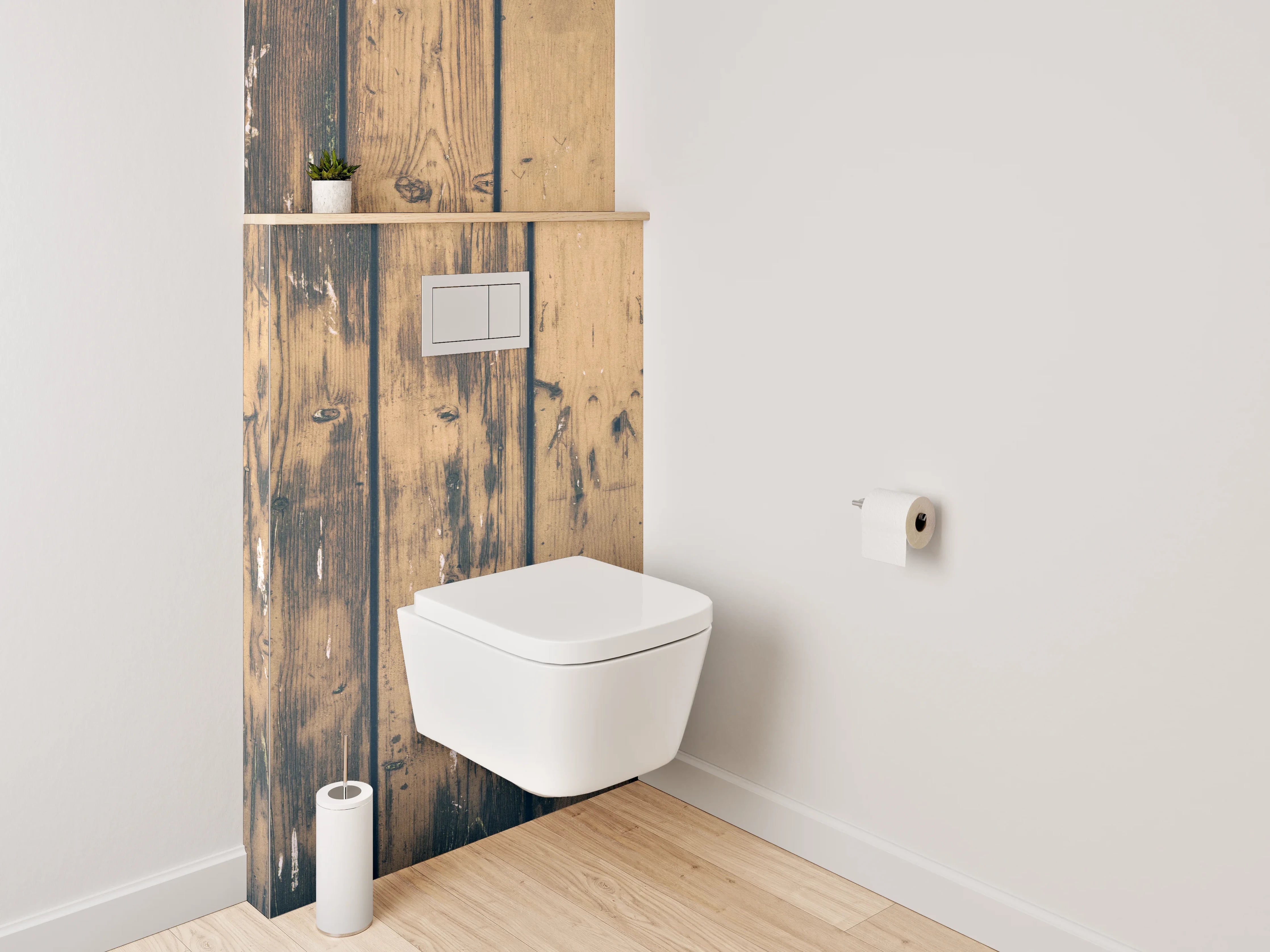 WC-Rückwand - Holzpaneele mit natürlicher Maserung