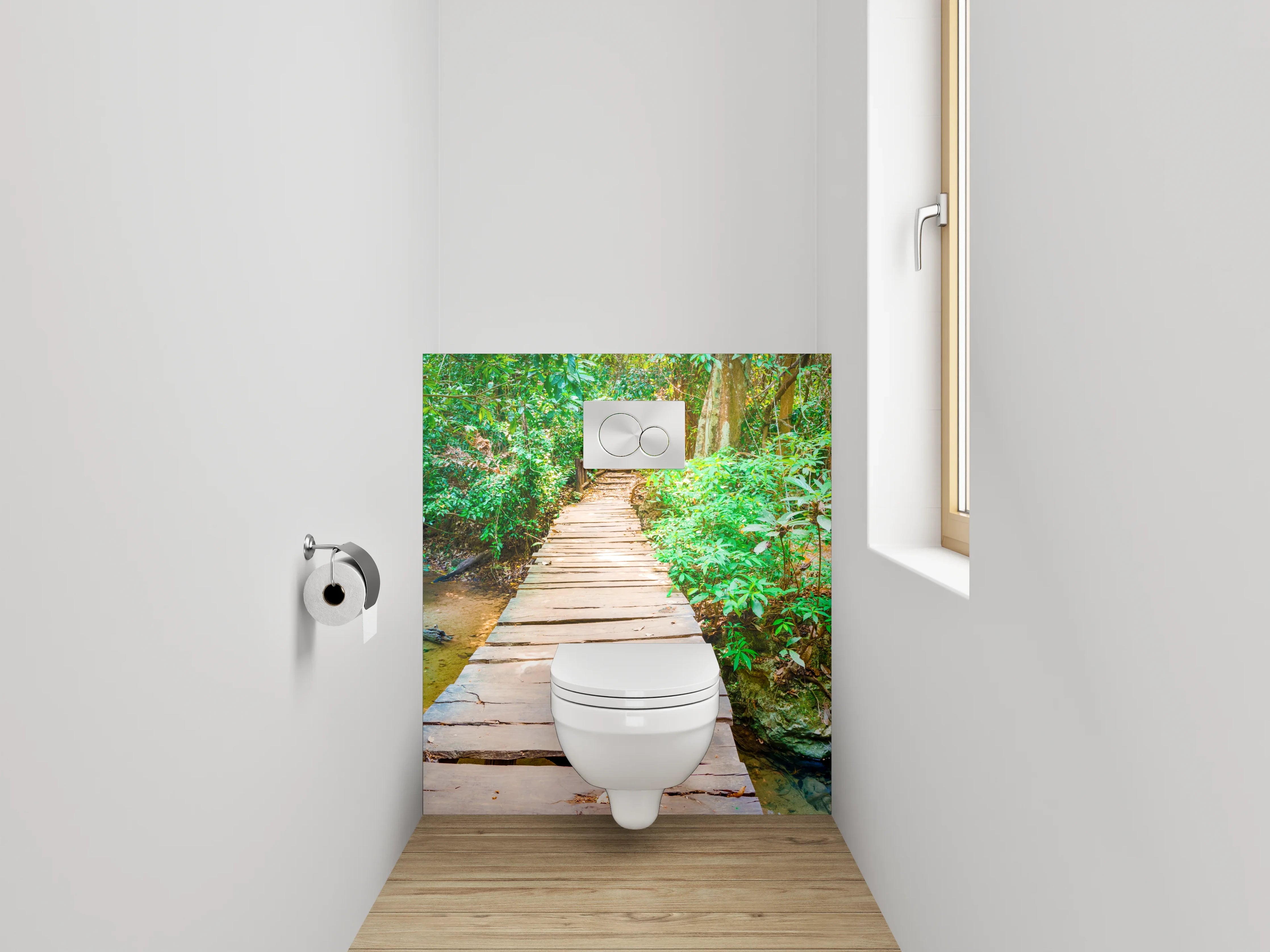WC-Rückwand - Holzsteg im tropischen Wald