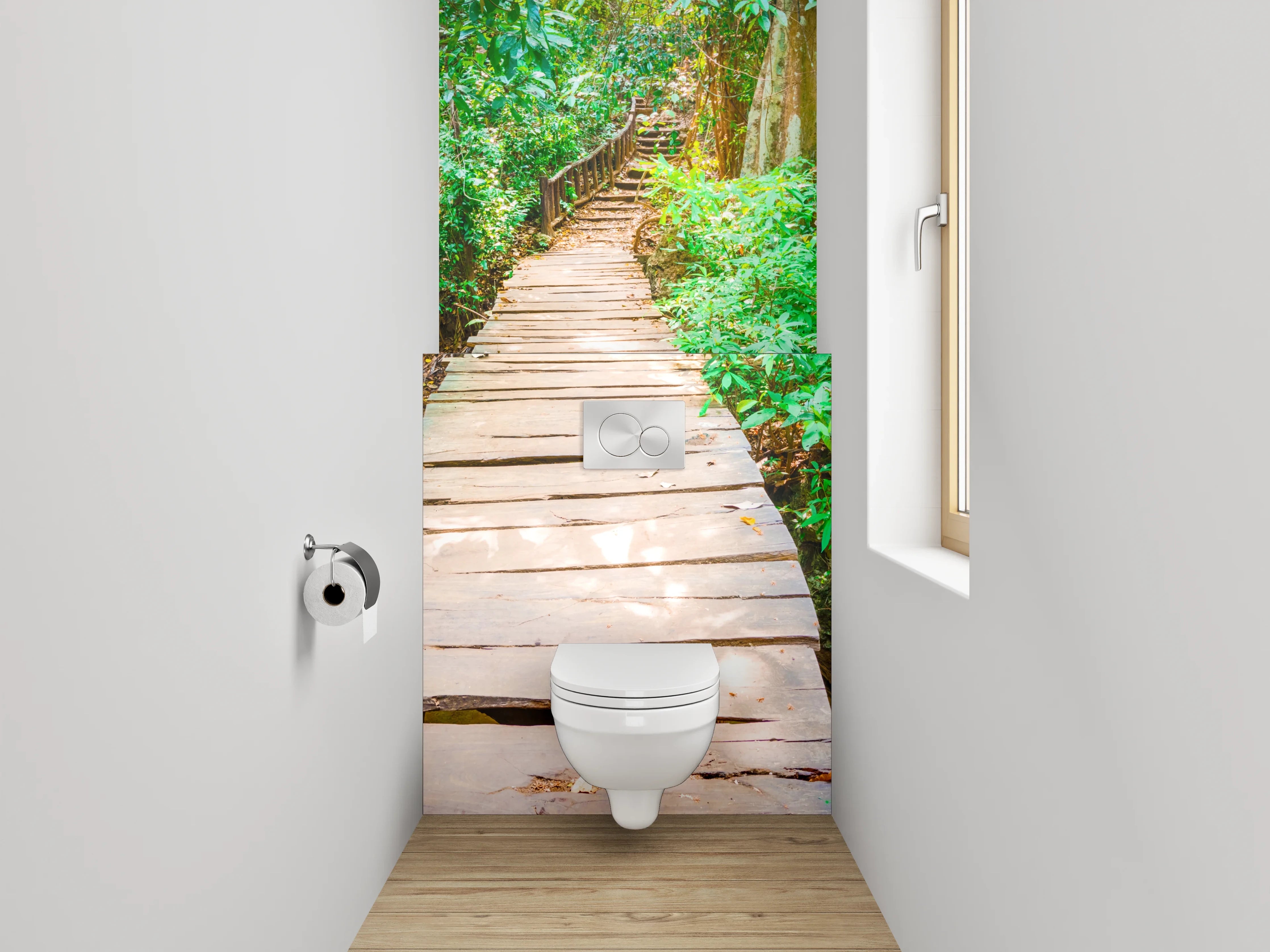 WC-Rückwand - Holzsteg im tropischen Wald