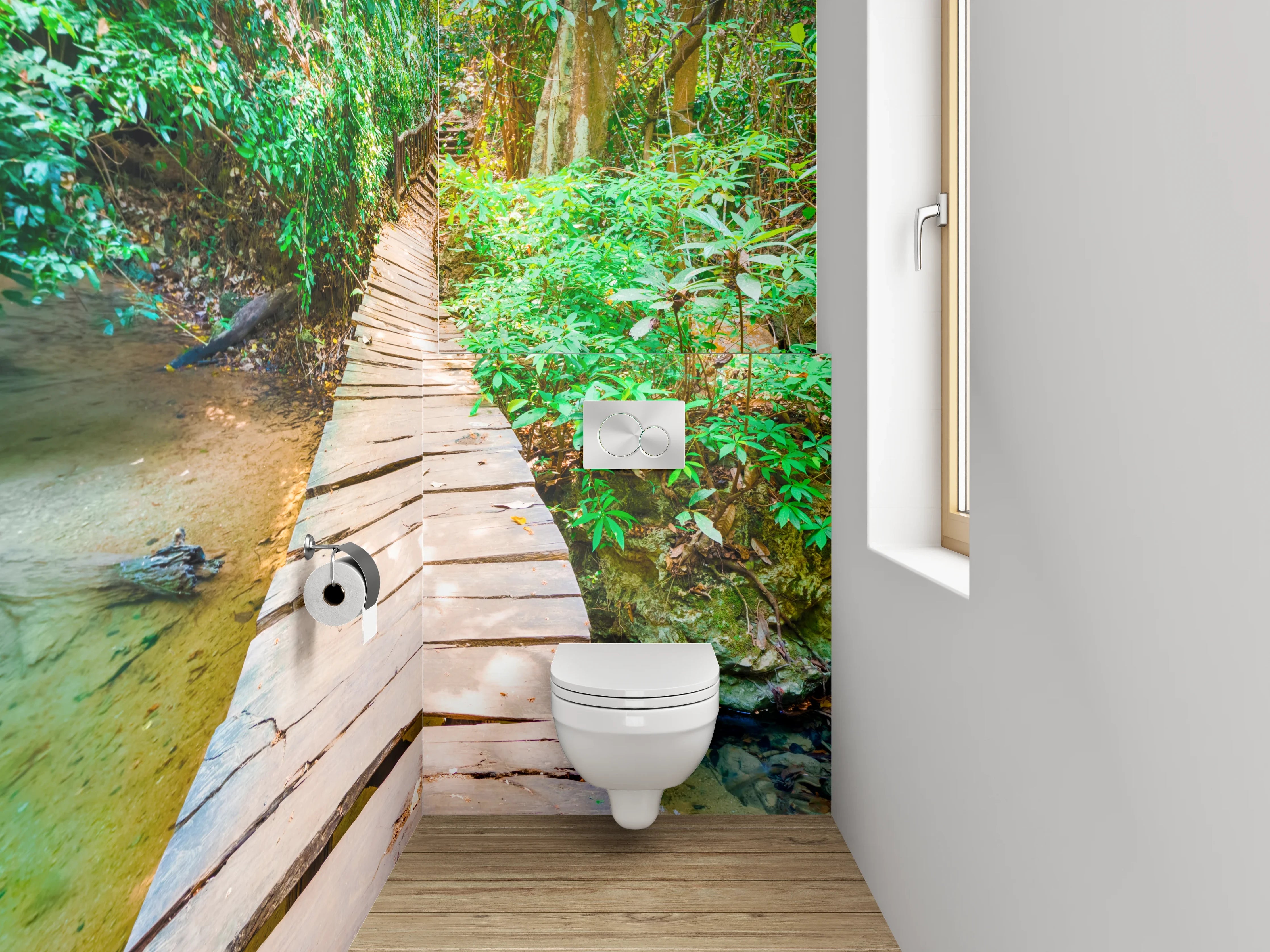 WC-Rückwand - Holzsteg im tropischen Wald