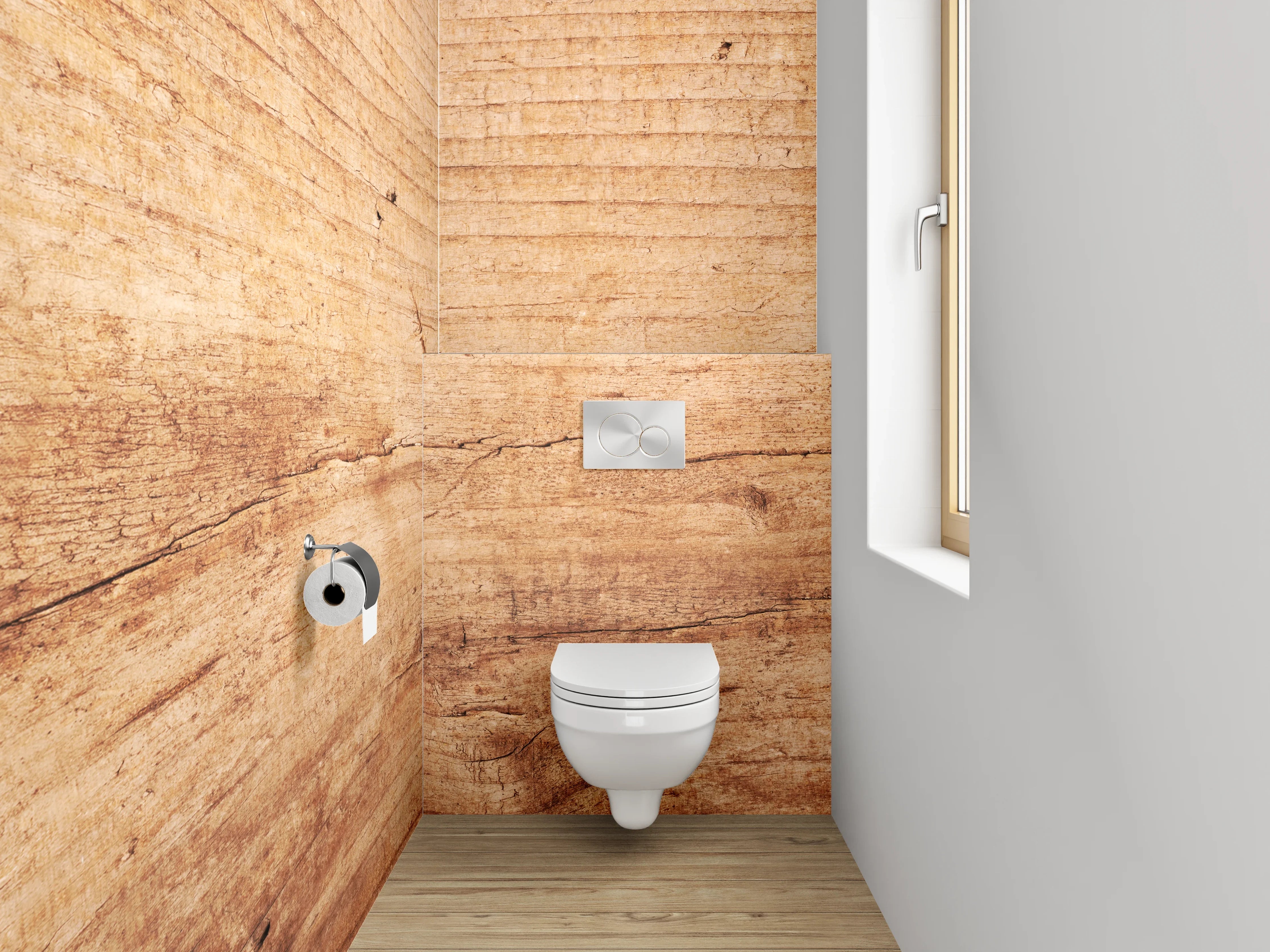 WC-Rückwand - Holzstruktur Natur Braun